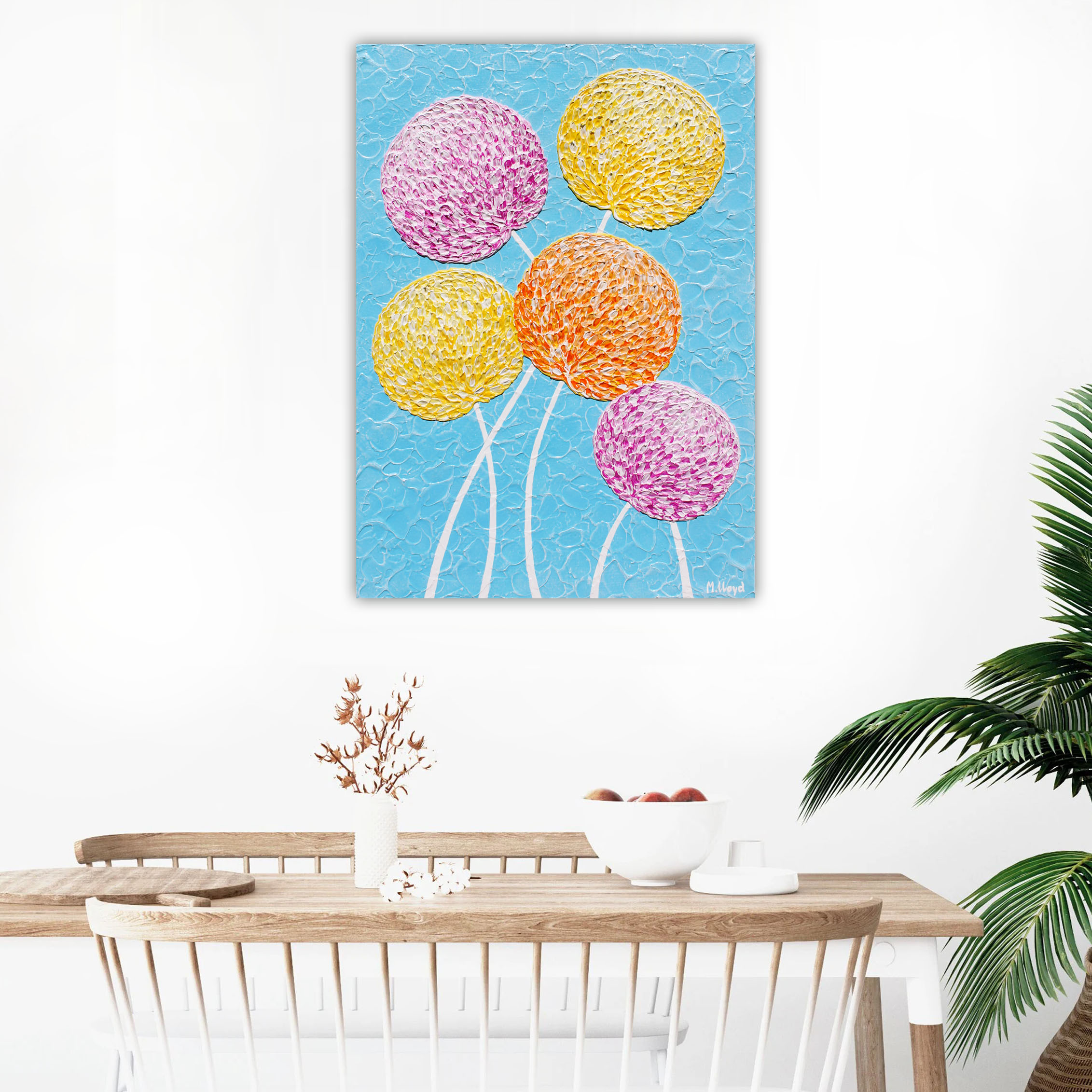 Lounge 2 Flowers Textured Colourful Flowers