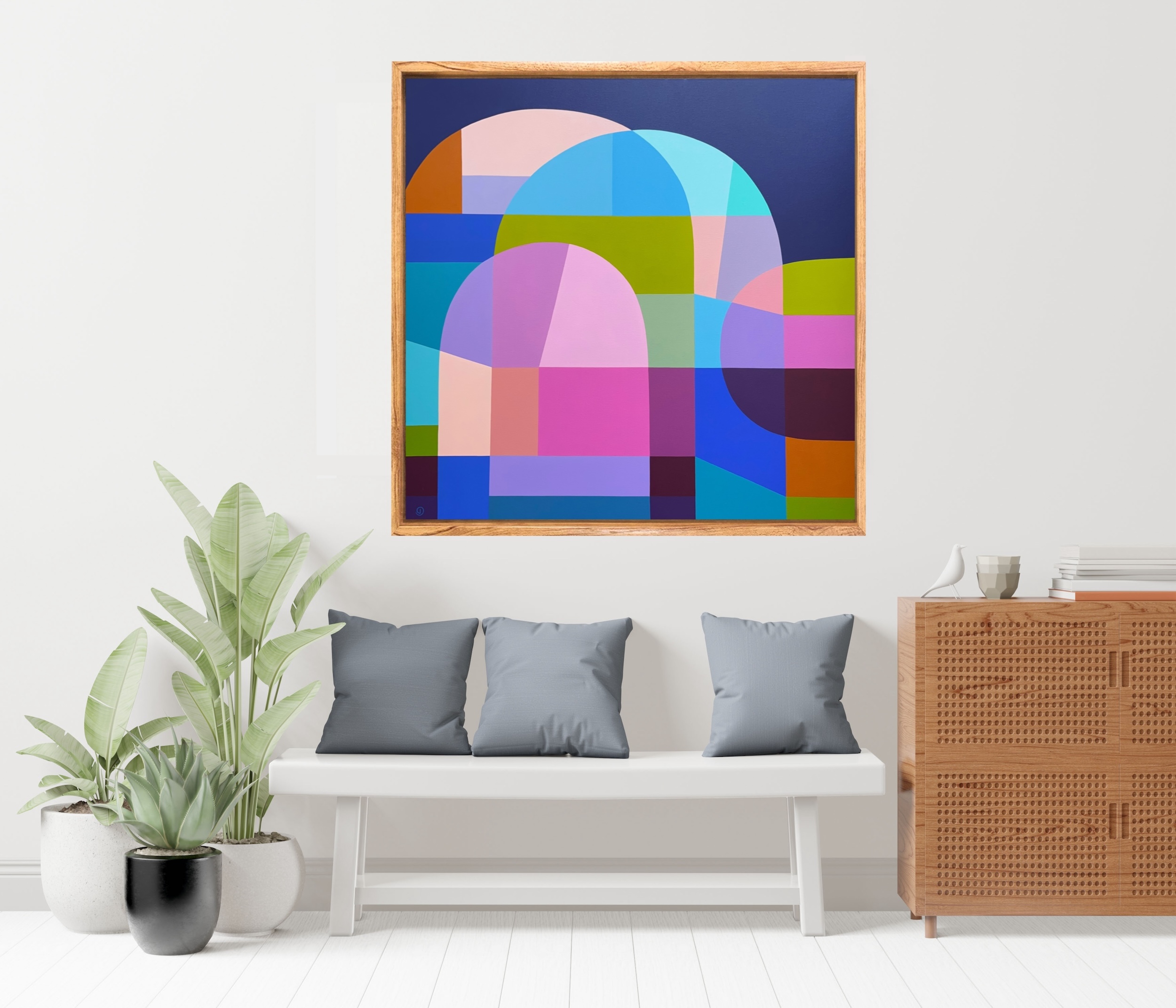 Poster Frame In Living Room Psd Mockup