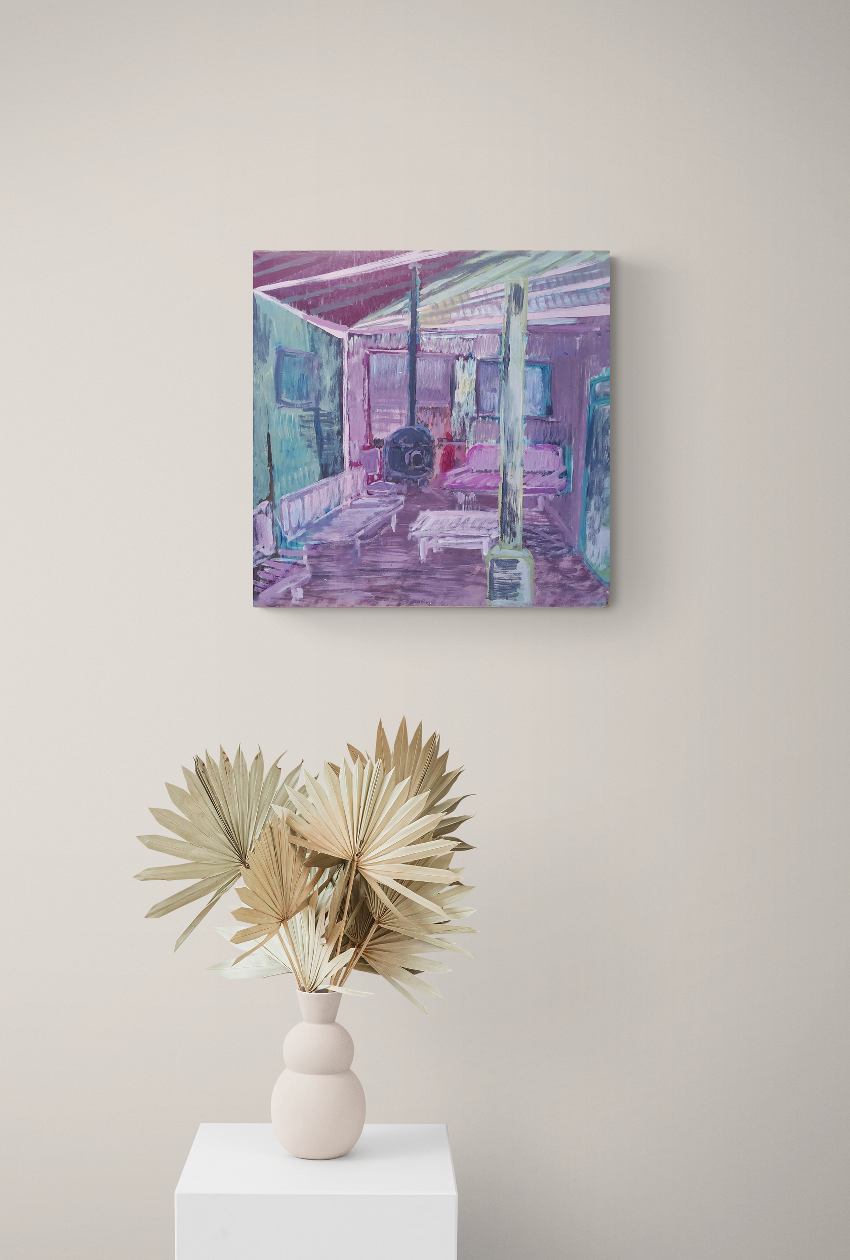 Dried Tropical Palm Leaves On Plinth