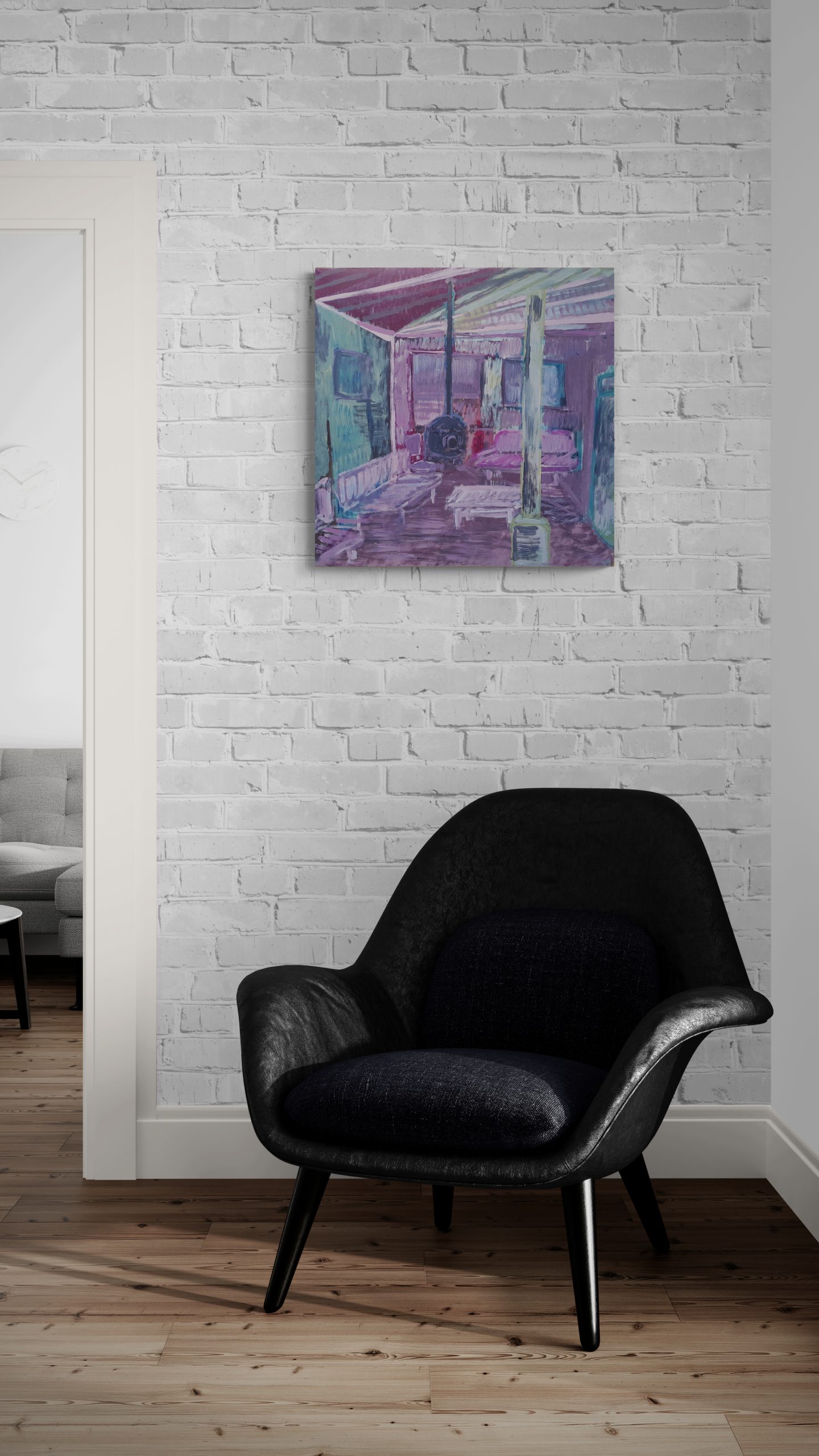 Leather Armchair Next To Wall Black