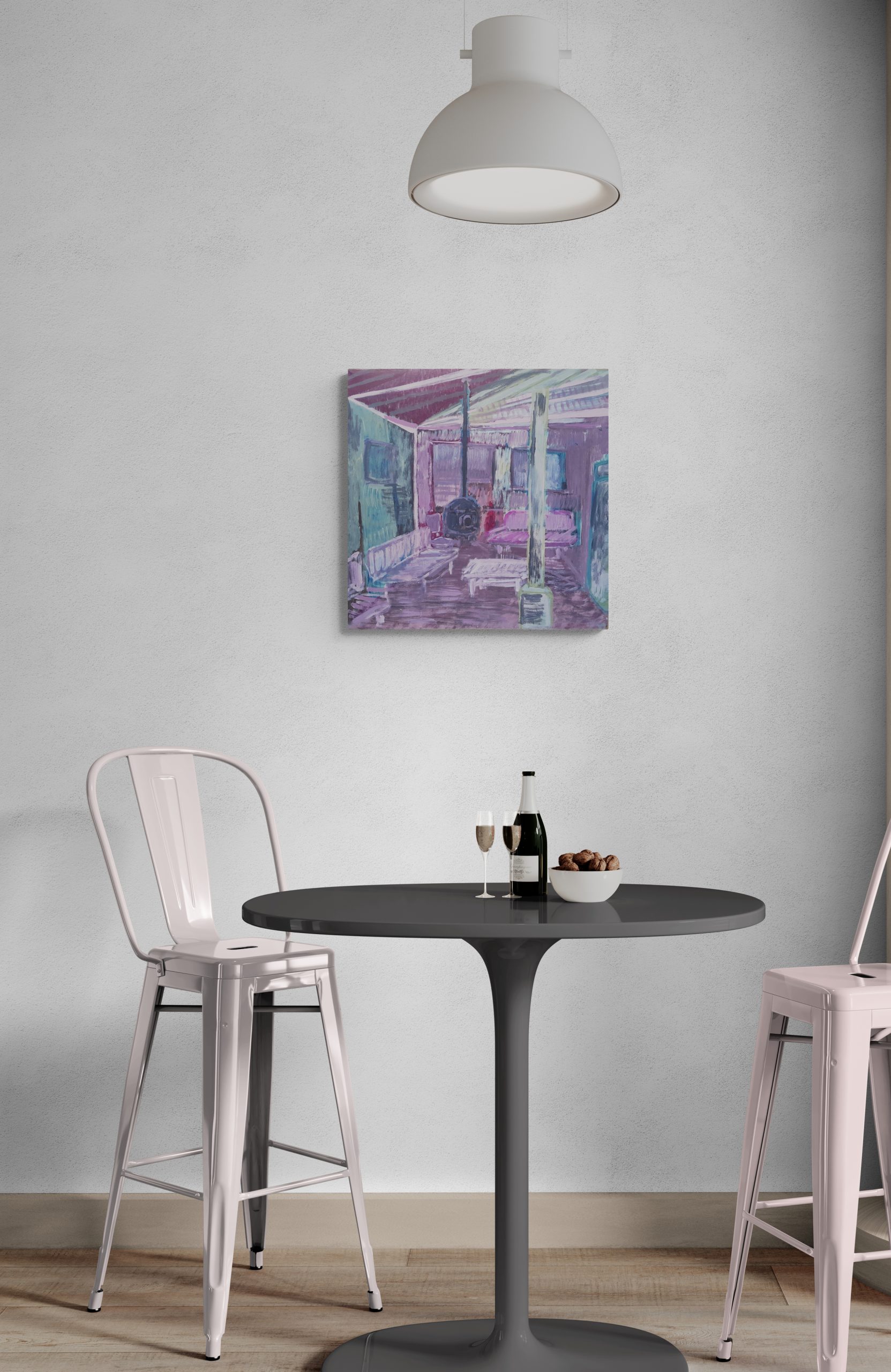 Relaxing Bar Area With Metal Stools