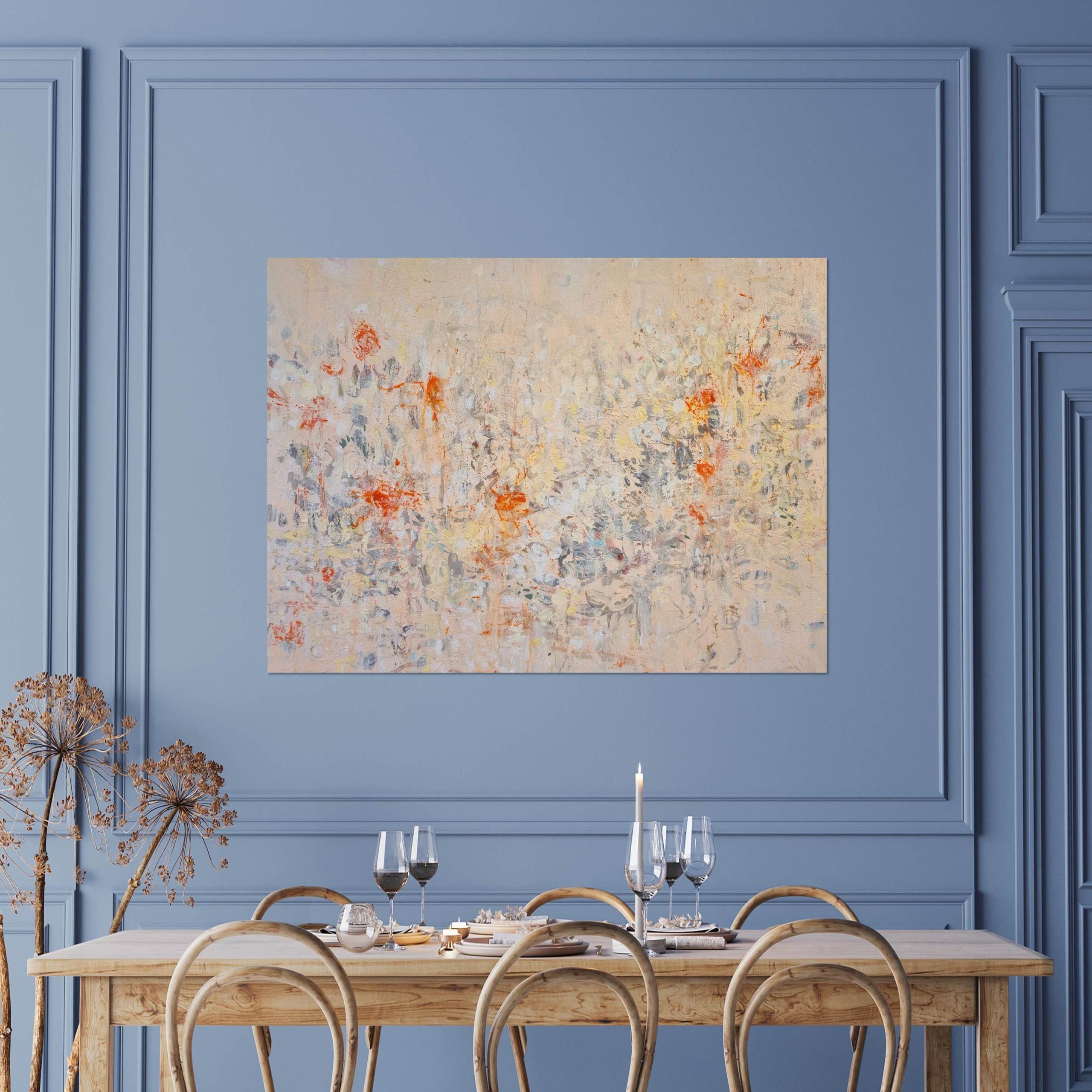 Wildflower Citrus Blue Wall Dining
