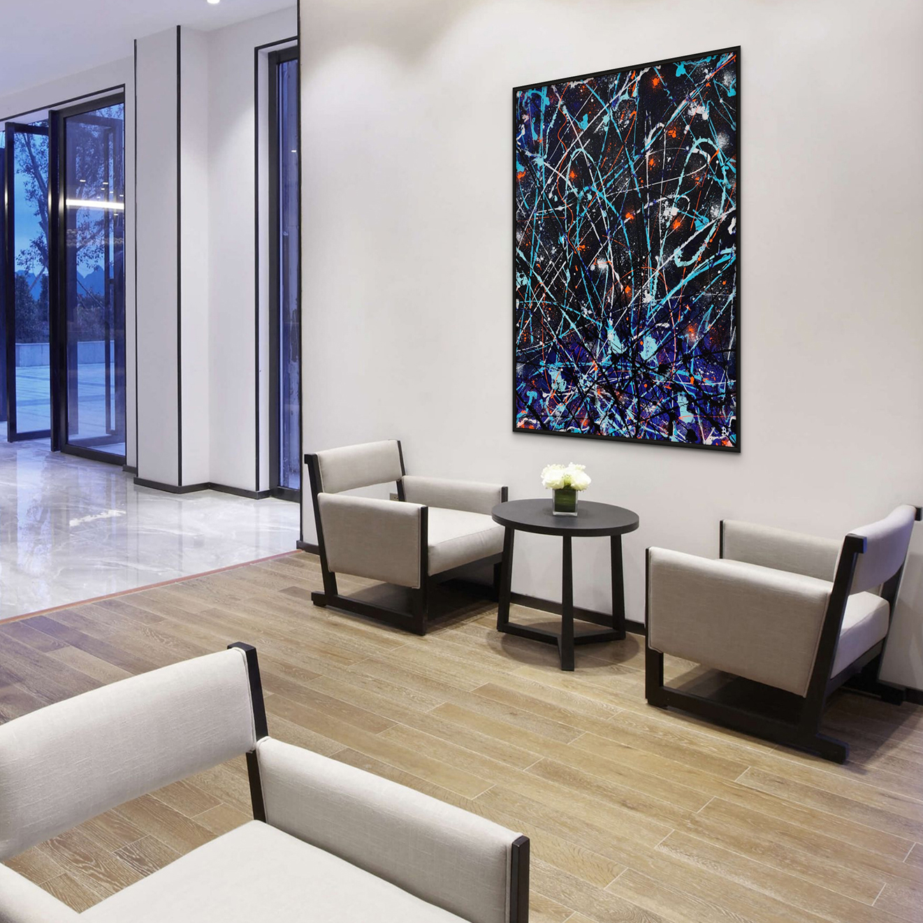 Satellite Abstract Painting Hanging In Resort