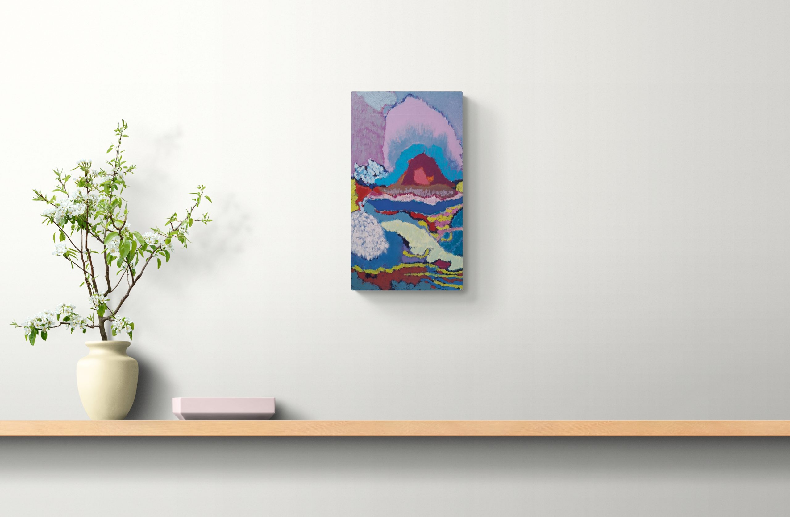 Plant In Vase Sitting On Wooden Shelf