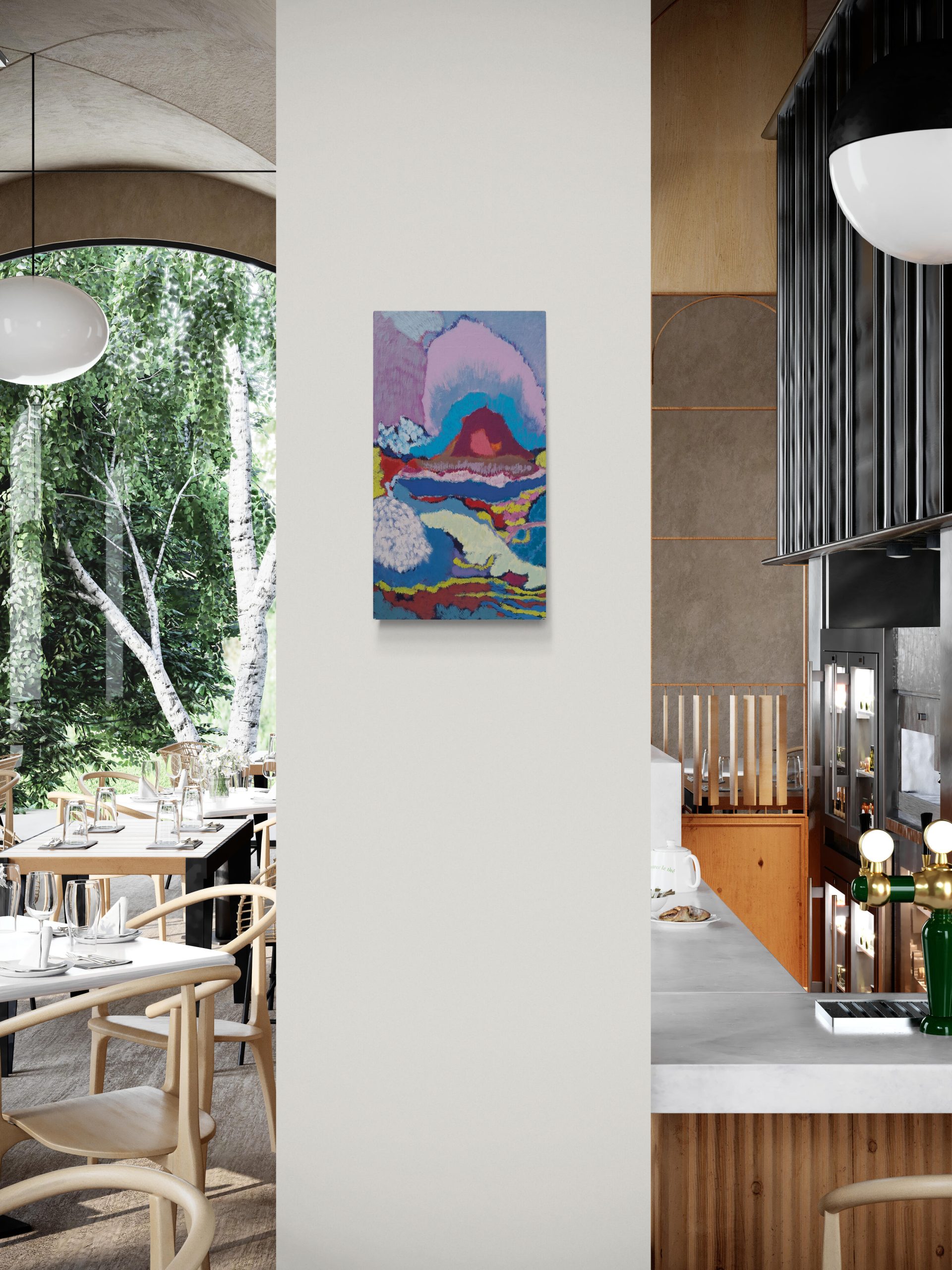 Restaurant Interior With Narrow Feature Wall