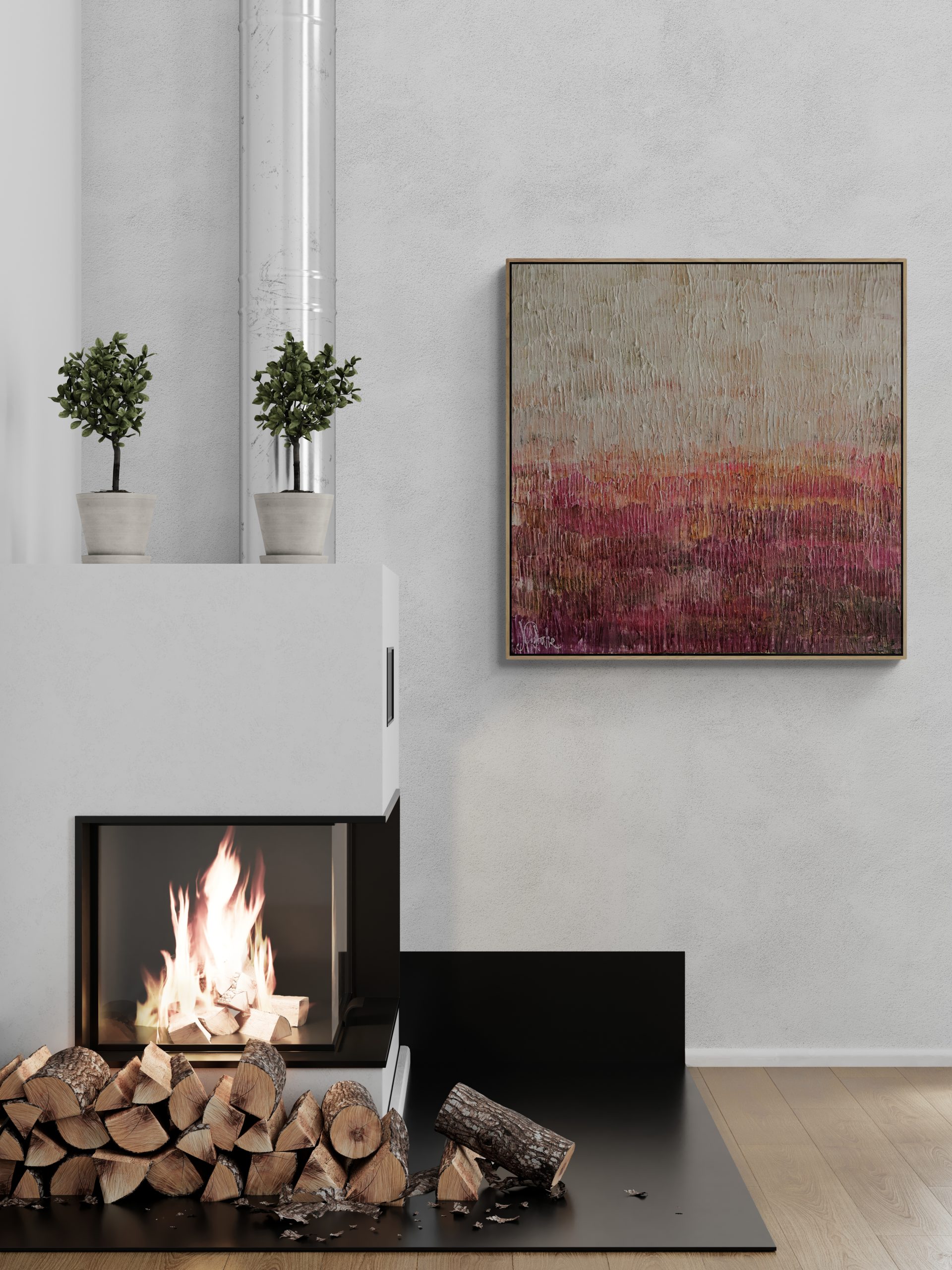 Living Room With Modern Fireplace