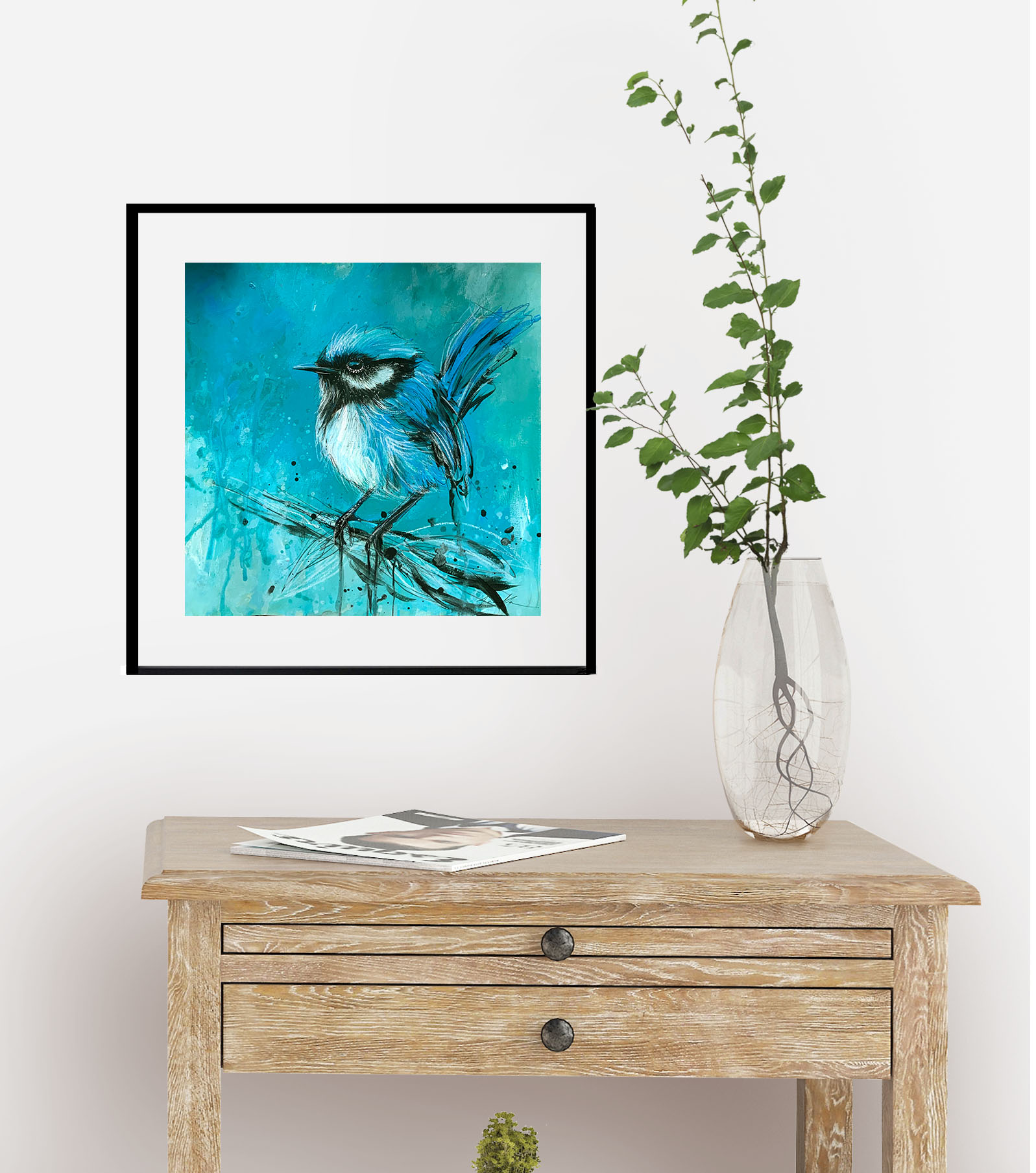 Sydney Artist Leni Kae Interior Design Fairy Wren Spirit Bird Art