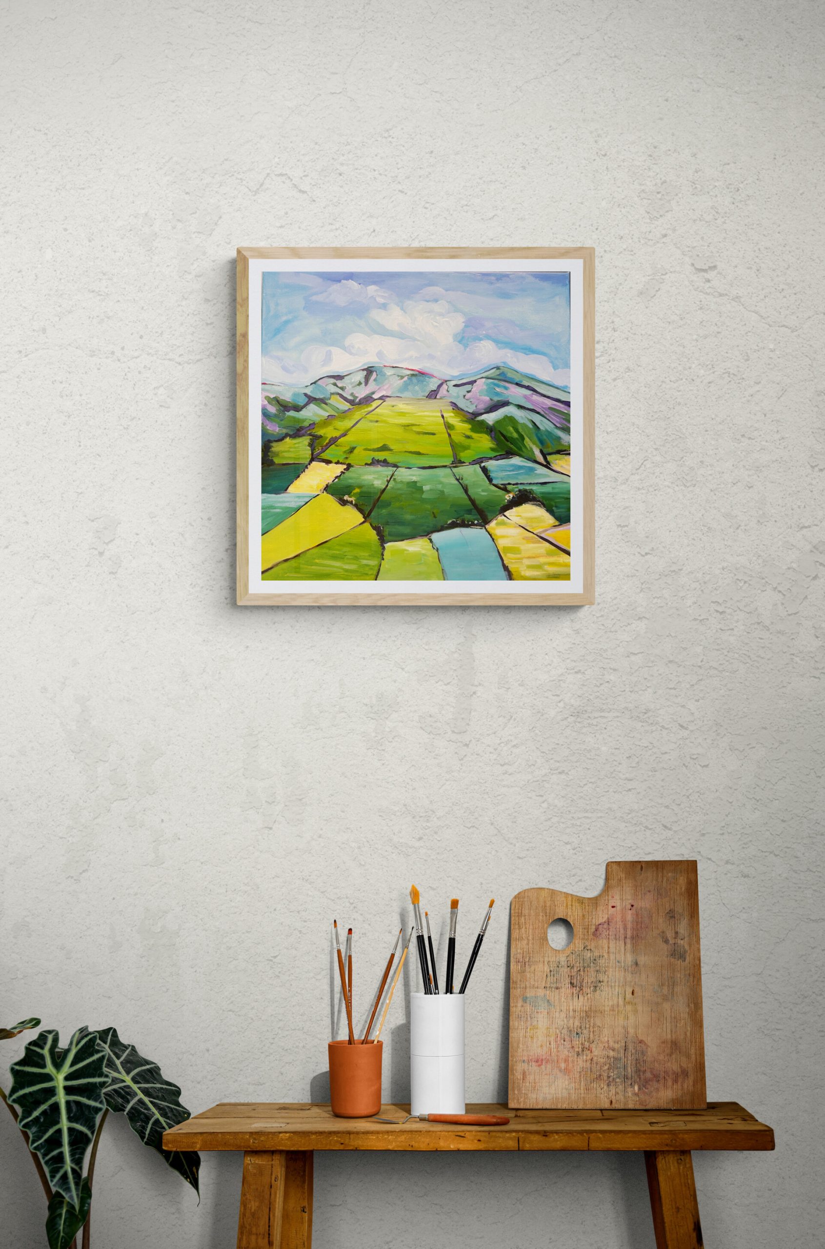 Artists Side Table With Brushes And Palette