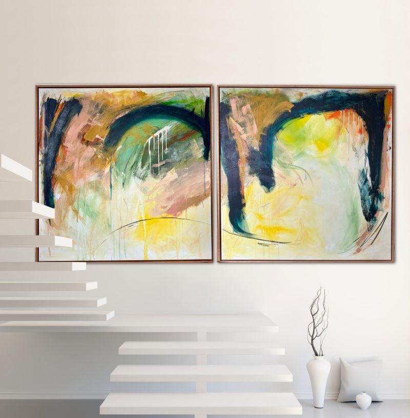 The Other Side – Large Framed Abstract diptych