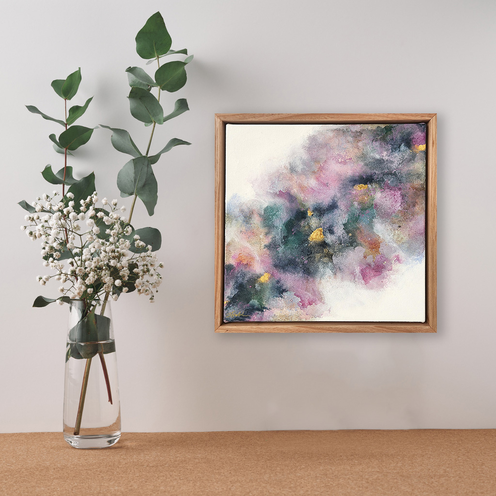 A Frame And A Vase With Eucalyptus And White Flowers Stand On A Cork, White Background. Mock Up, Copy Space. Folk.