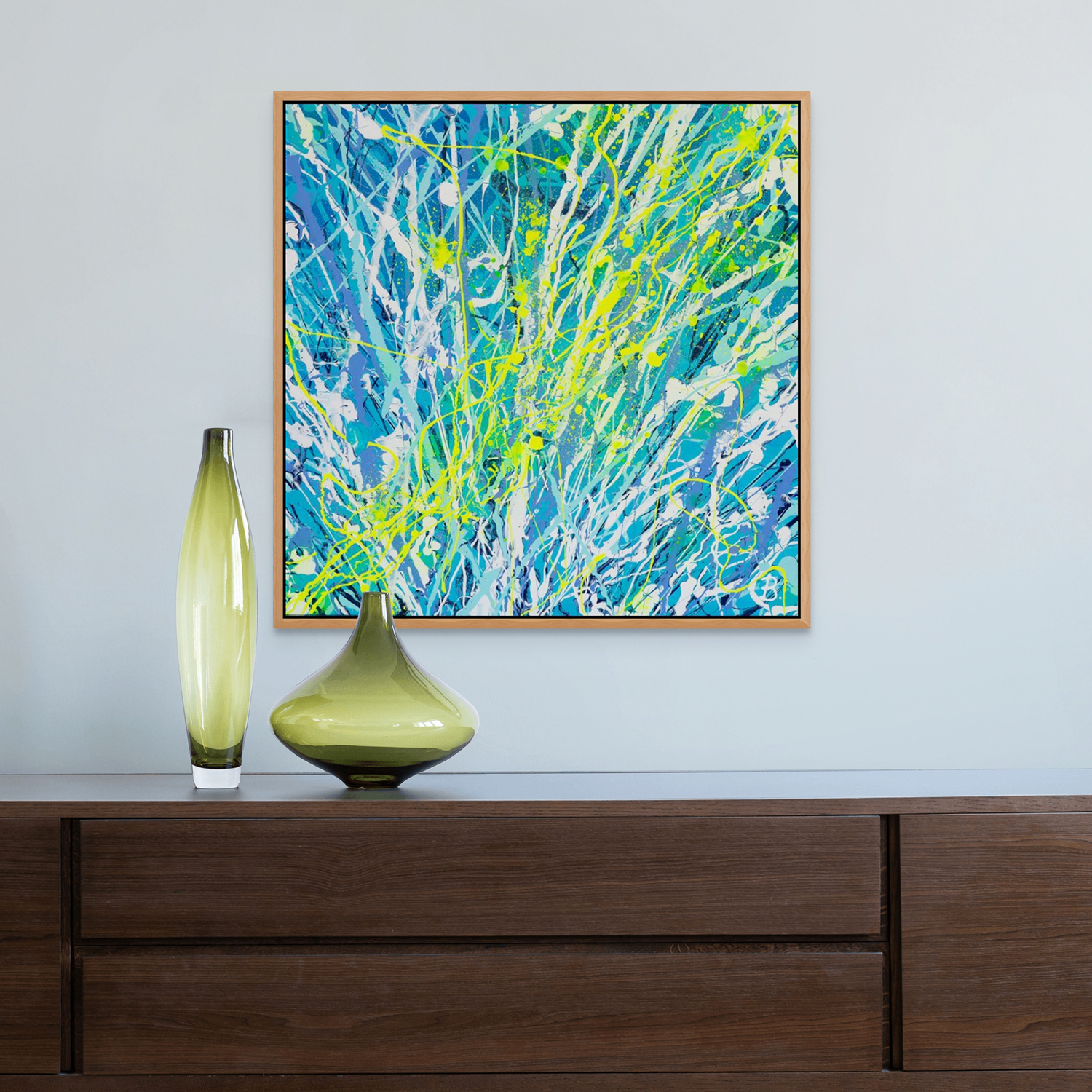 Luminescence Original Abstract By Bridget Bradley Above Wooden C