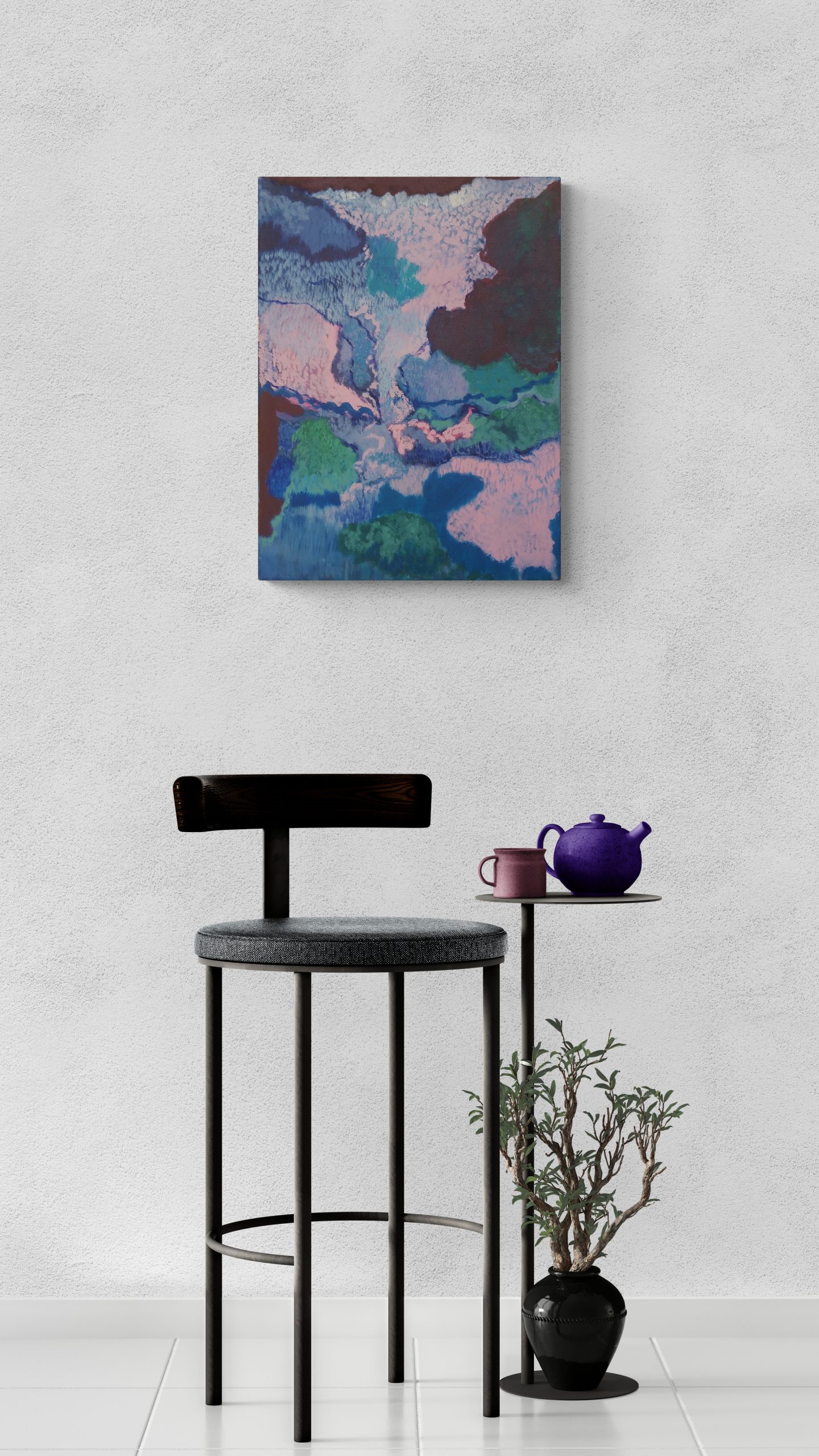 Interior With Counter Stool And Plant