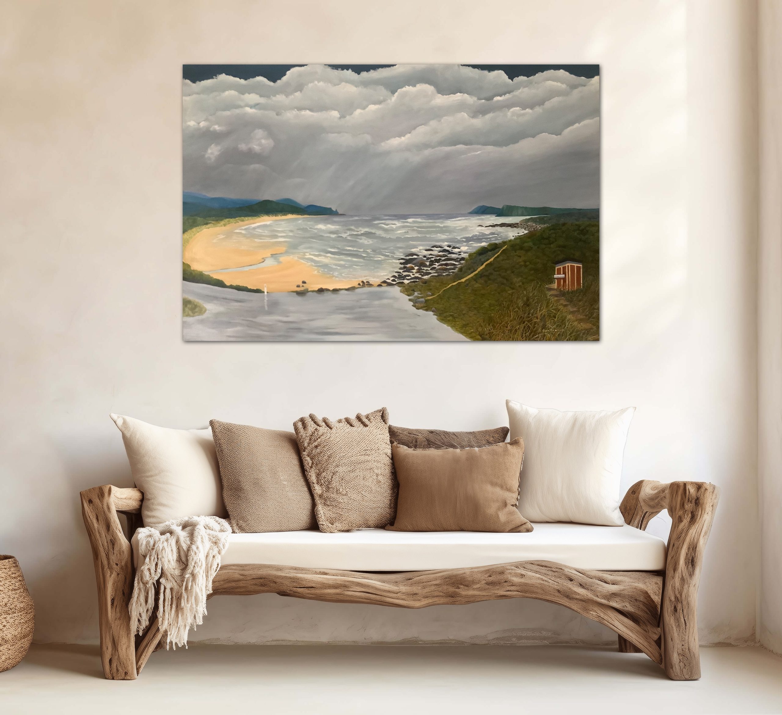 Lyn Graham Cloudy Bay Bruny Oil On Linen 152.5 X 101.5 In Situ Lounge2