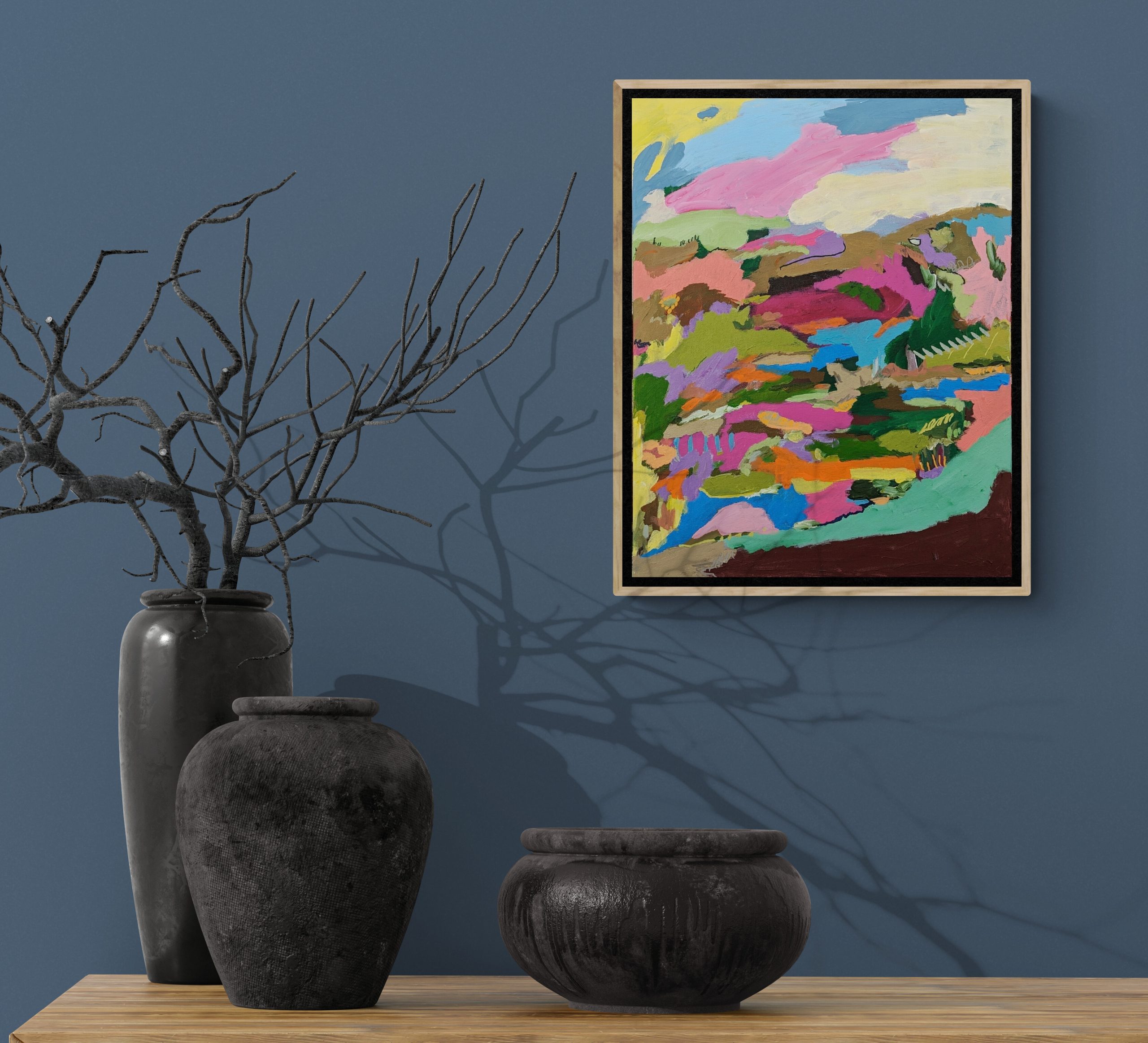 Ceramic Urns On Wooden Bench