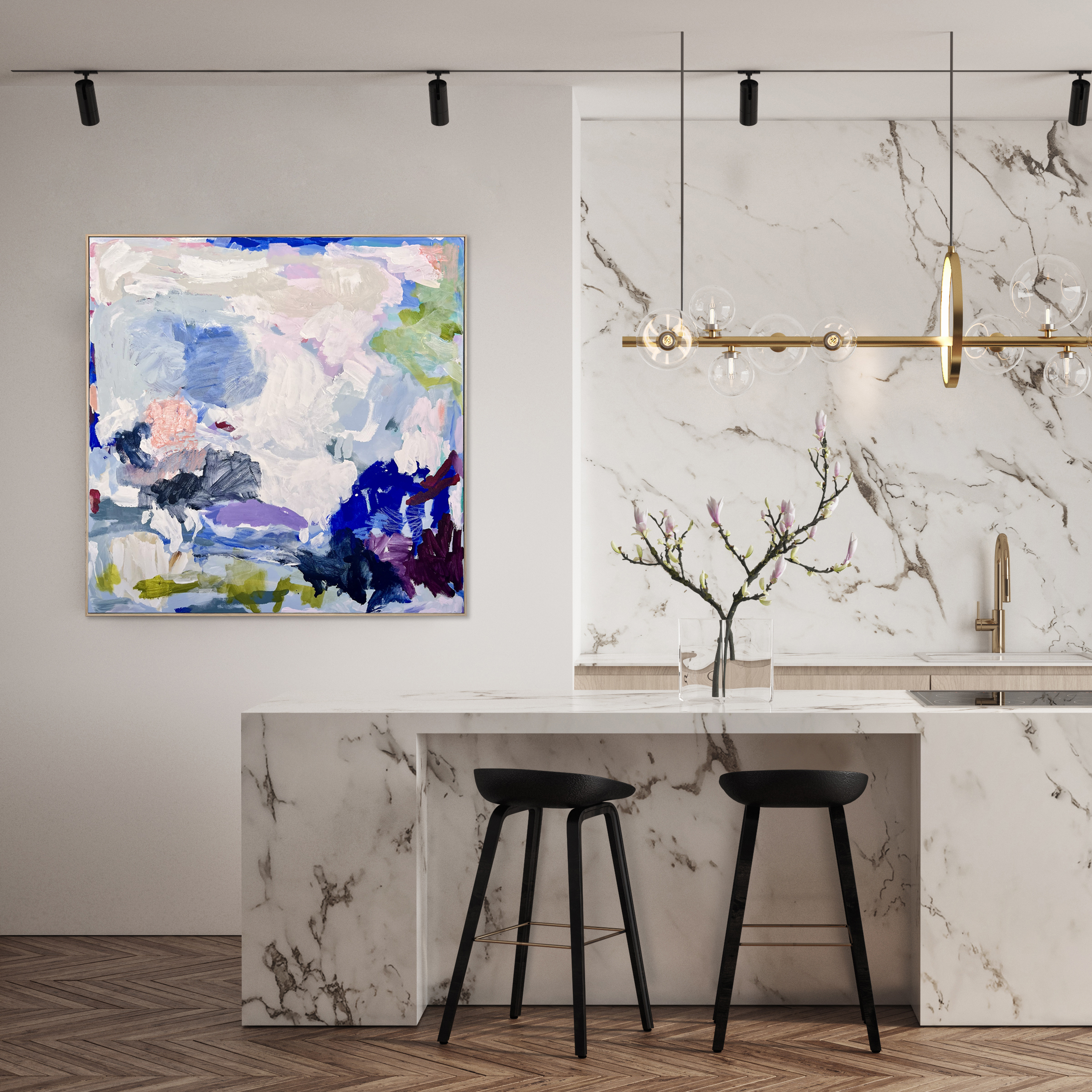 Mockup Poster Frame On The Wall Of Living Room. Luxurious Apartment Background With Contemporary Design. Modern Interior Design. 3d Render, 3d Illustration