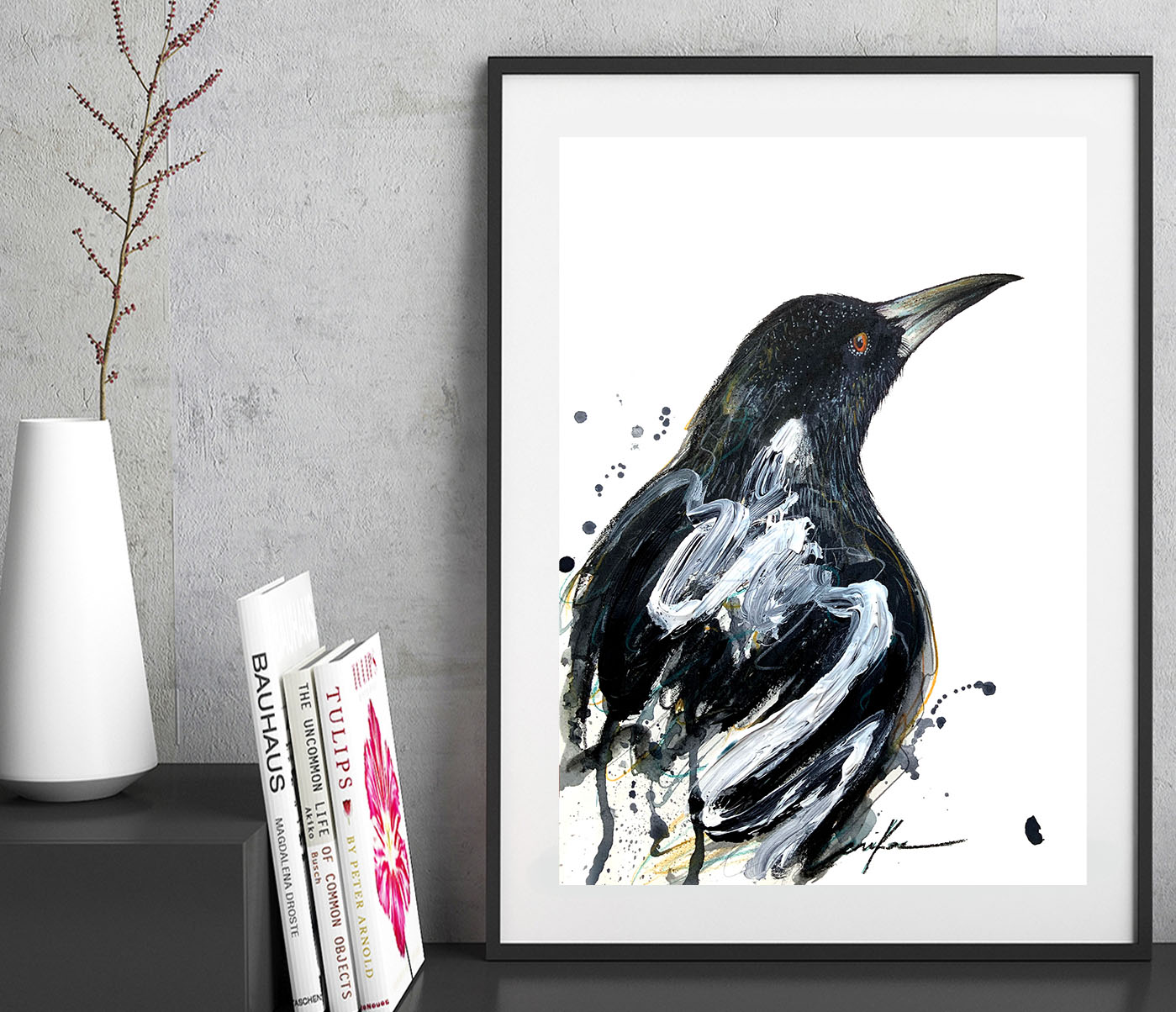 Leni Kae Magpie Spirit A4 Framed Eg2