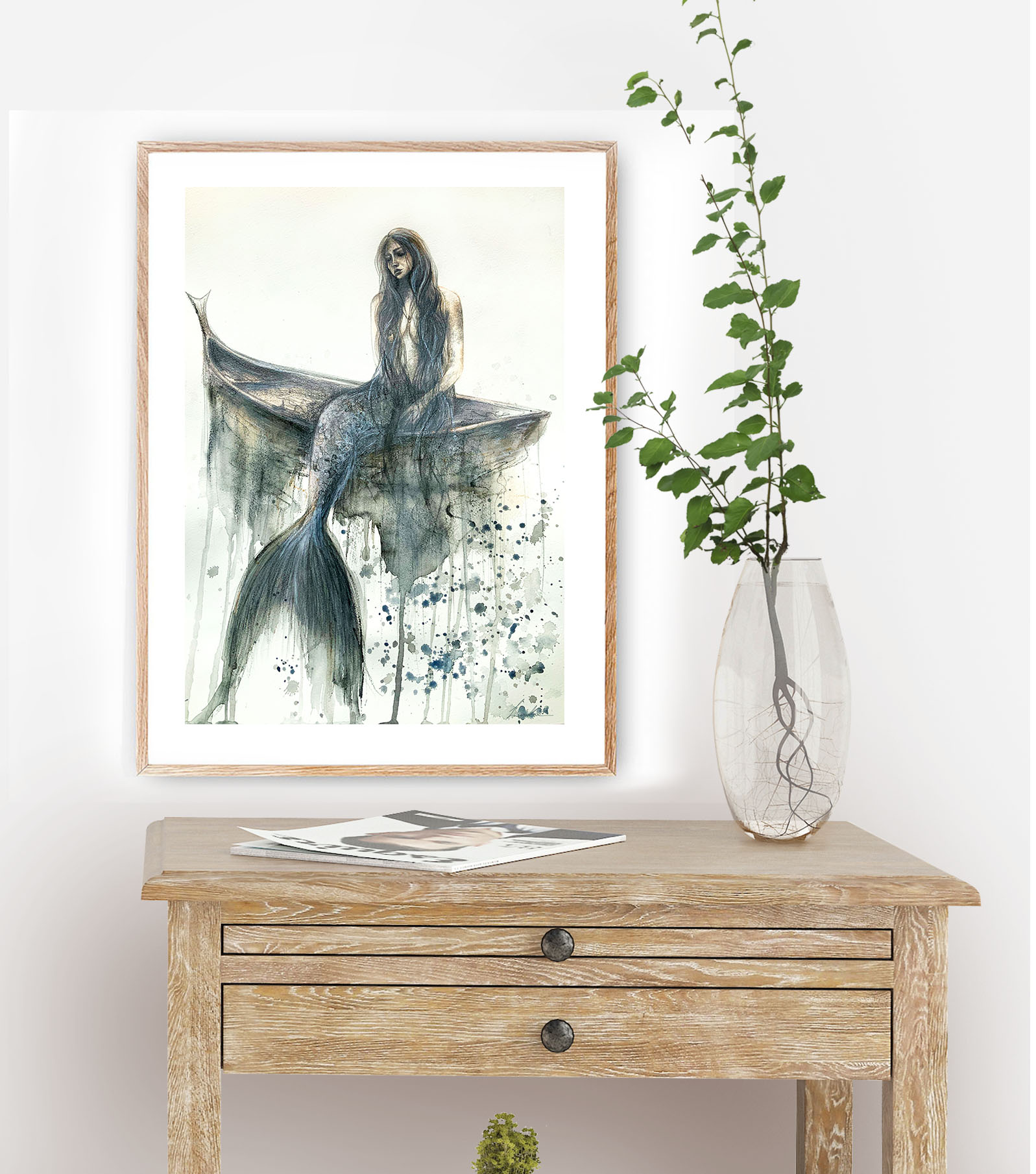 Leni Kae A Mermaid’s Prayer Drawing Interior Design Framed1