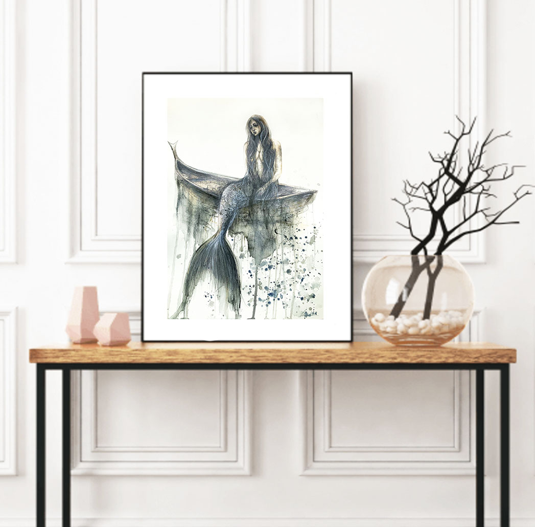 Leni Kae A Mermaid’s Prayer Drawing Interior Design Framed2