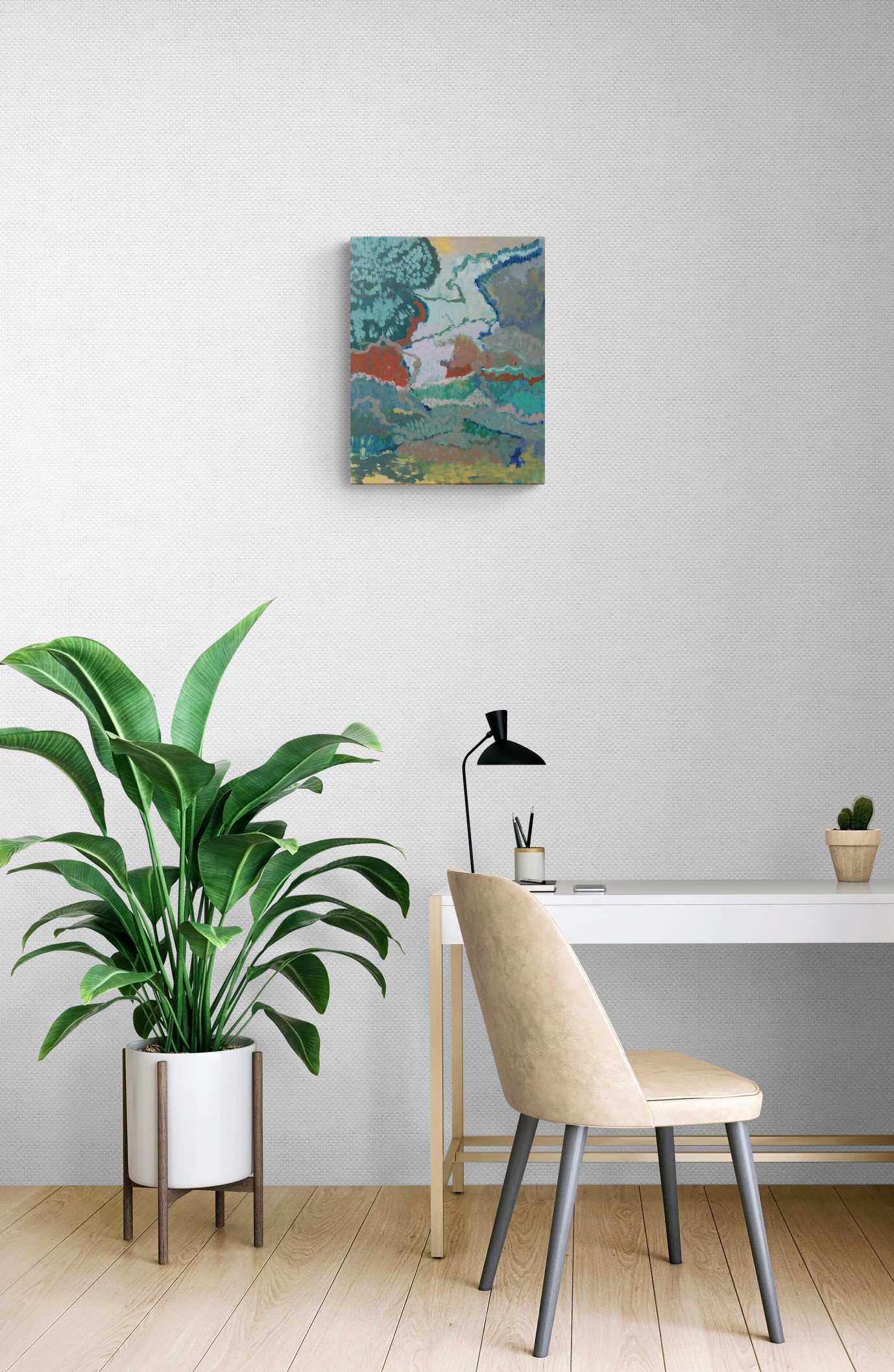 Home Office With Large Tropical Plant 2
