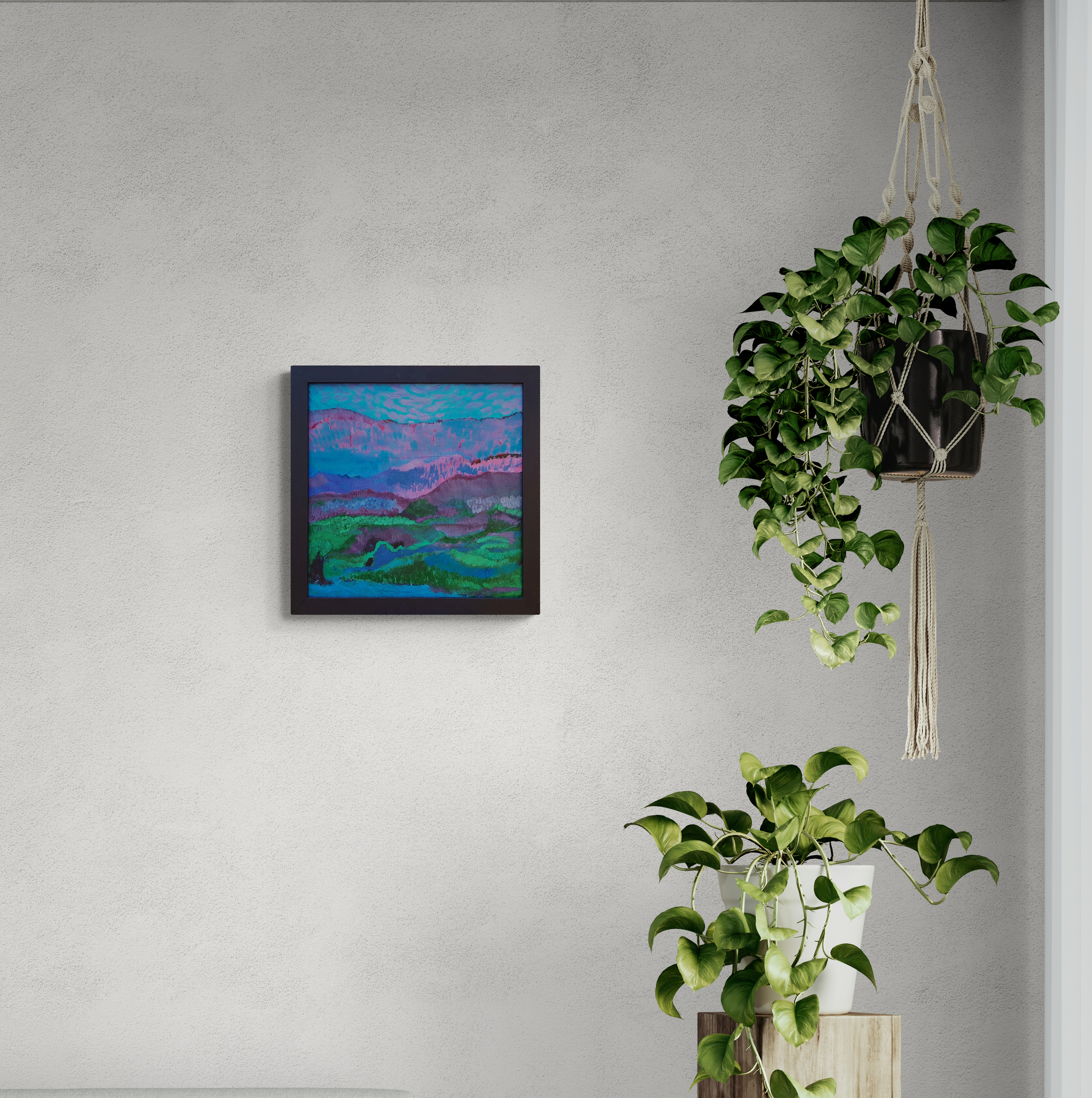 Living Room With Sofa And Pot Plants