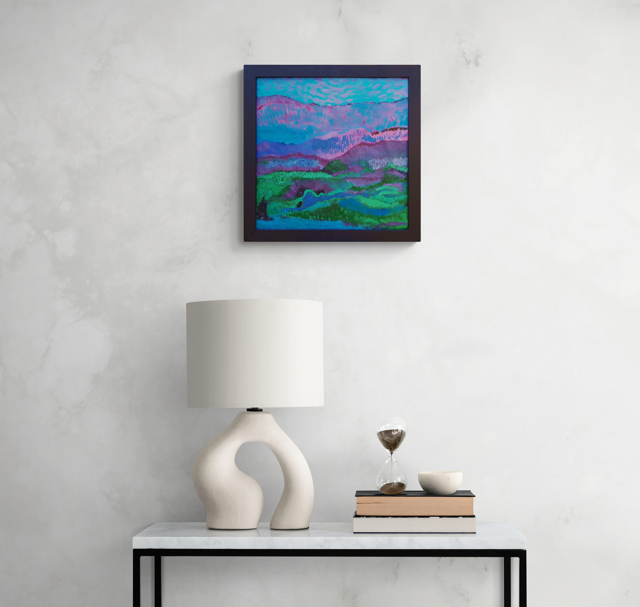 Table With Hourglass And Fancy Lamp