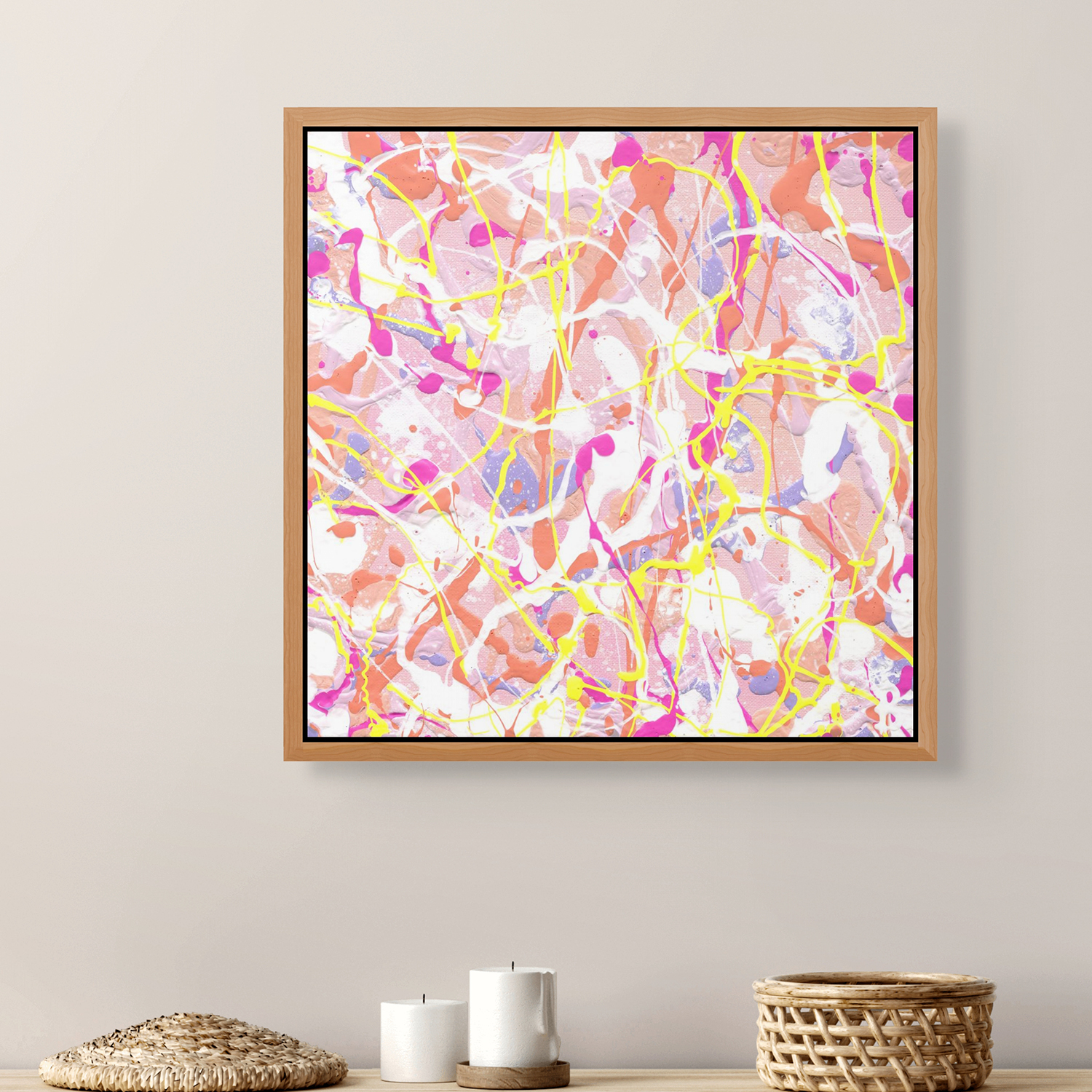 Cupcake Iii Original Abstract By Brigdet Bradley Oak Frame