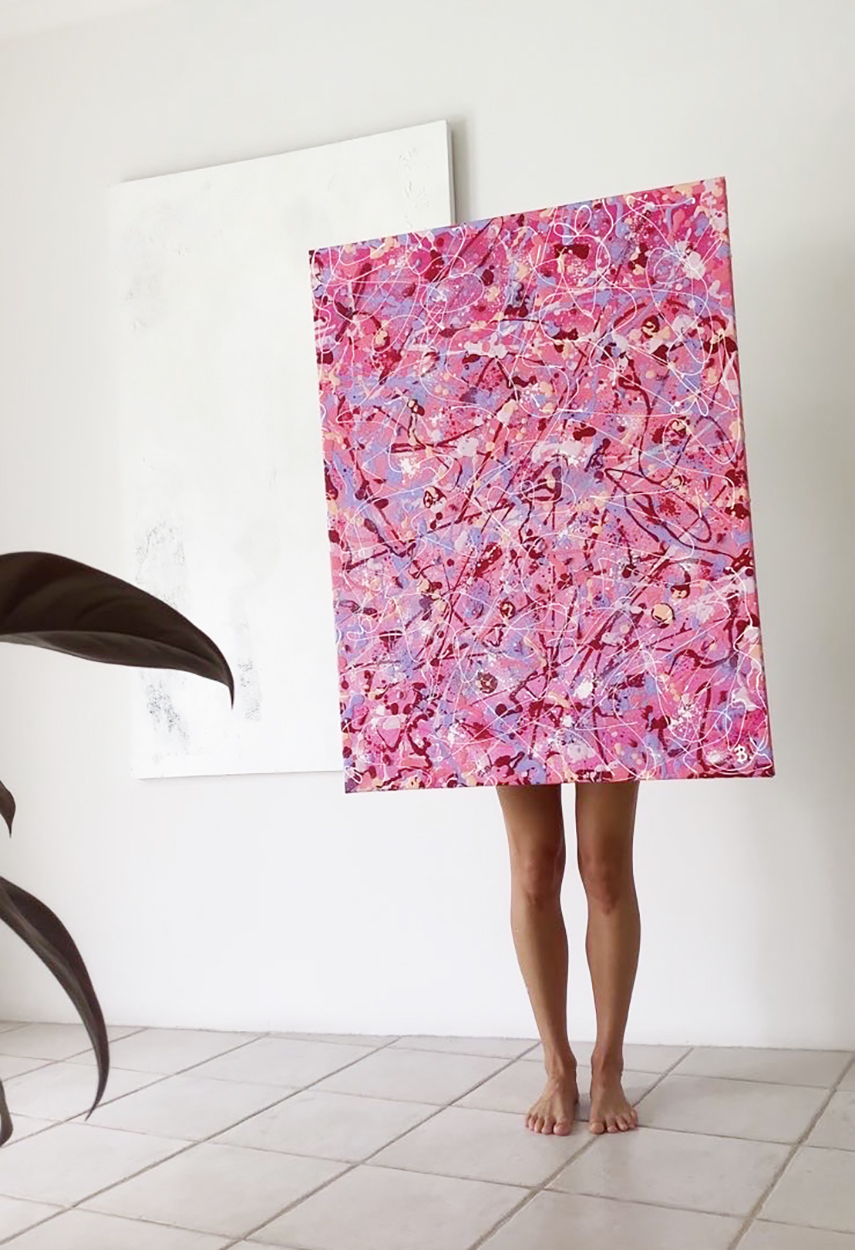 Artist Bridget Bradley Holds Up Self Love Oriignal Abstract Pain