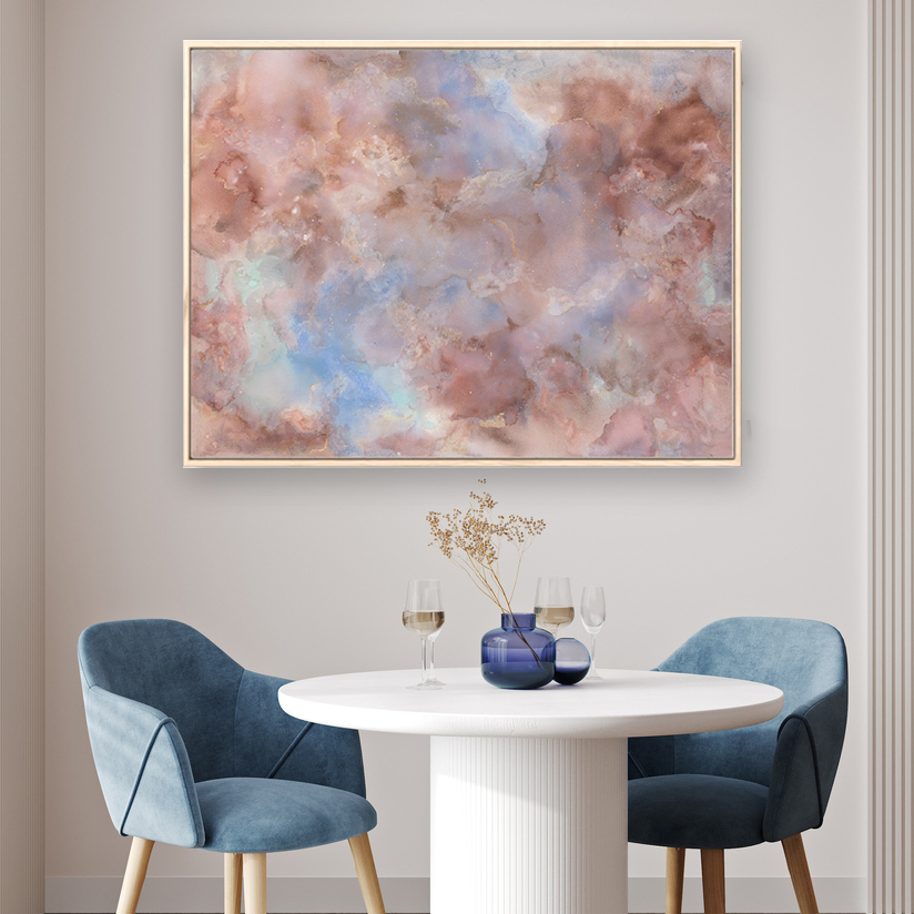 Poster Frames Mock Up In Modern Room Minimalist Interior With White Table And Blue Chair, Dining Room, 3d Rendering