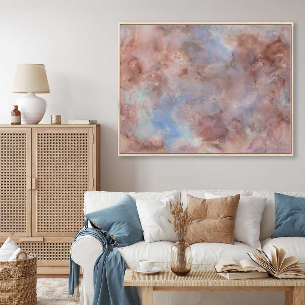 Eco Friendly Interior Style. Living Room. Wall Mockup. Wall Art. 3d Rendering, 3d Illustration