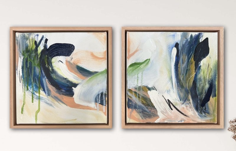 Ray of hope – Small framed abstract diptych