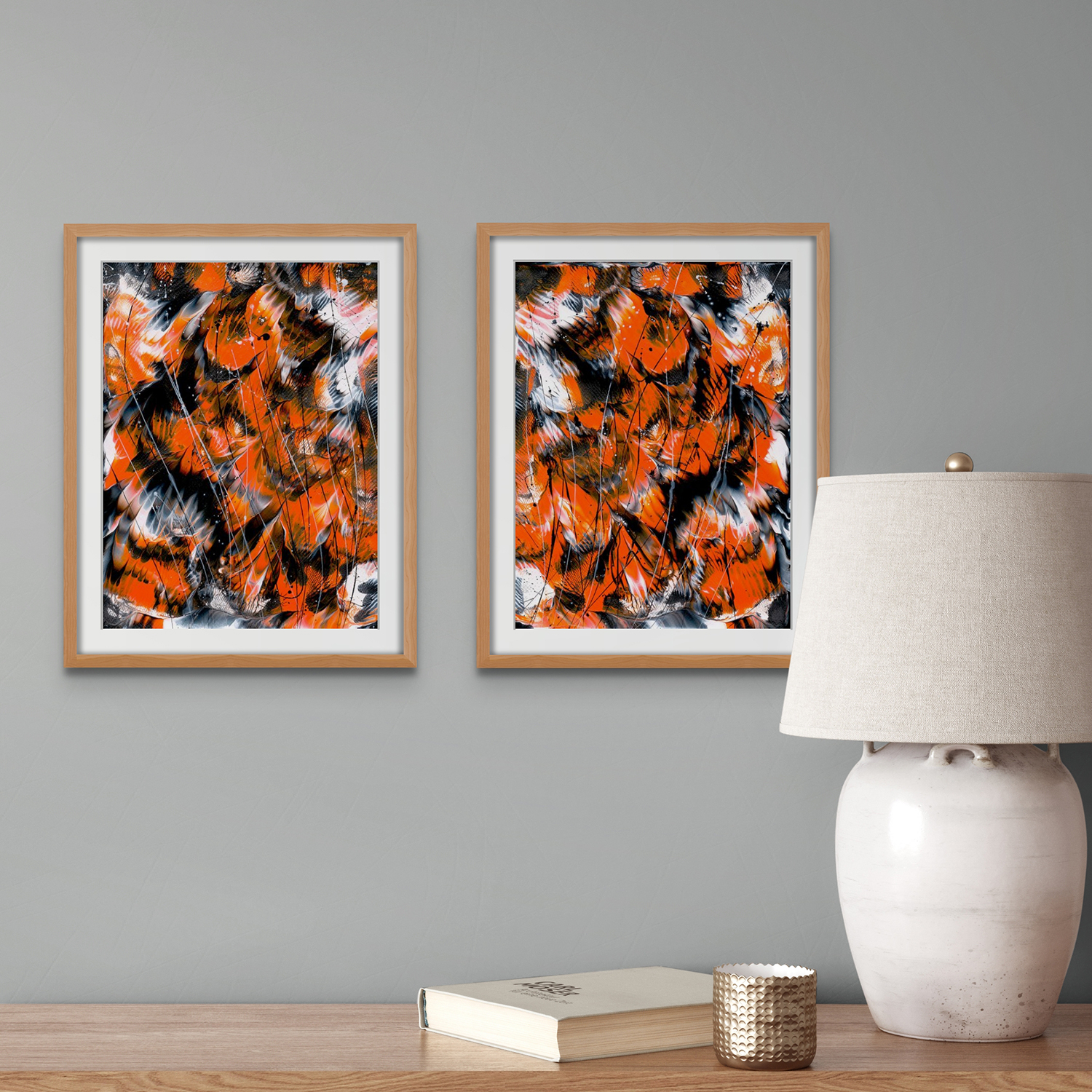 Monarch 1 And Monarch 2 By Bridget Bradley Near Lamp