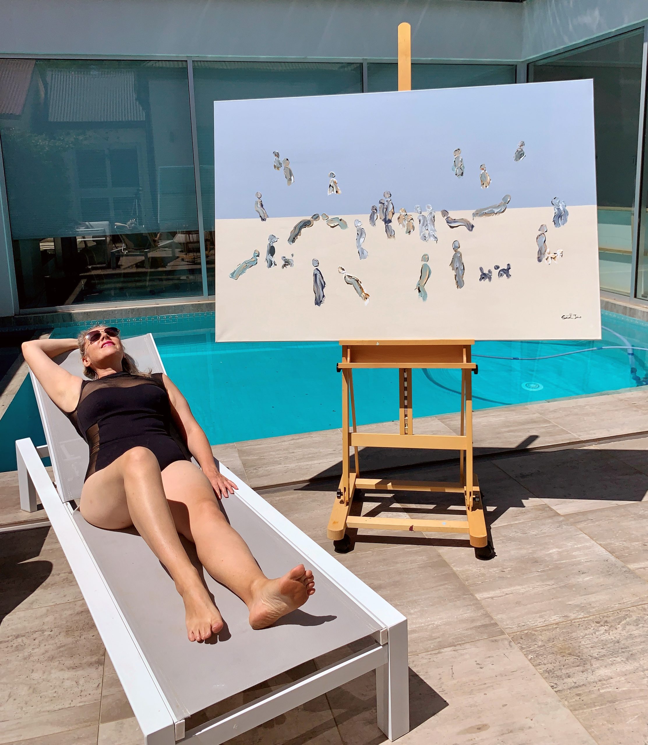 Adelaide Artist Sarah Jane Completes Abstract Beach Painting We Are One Xviii