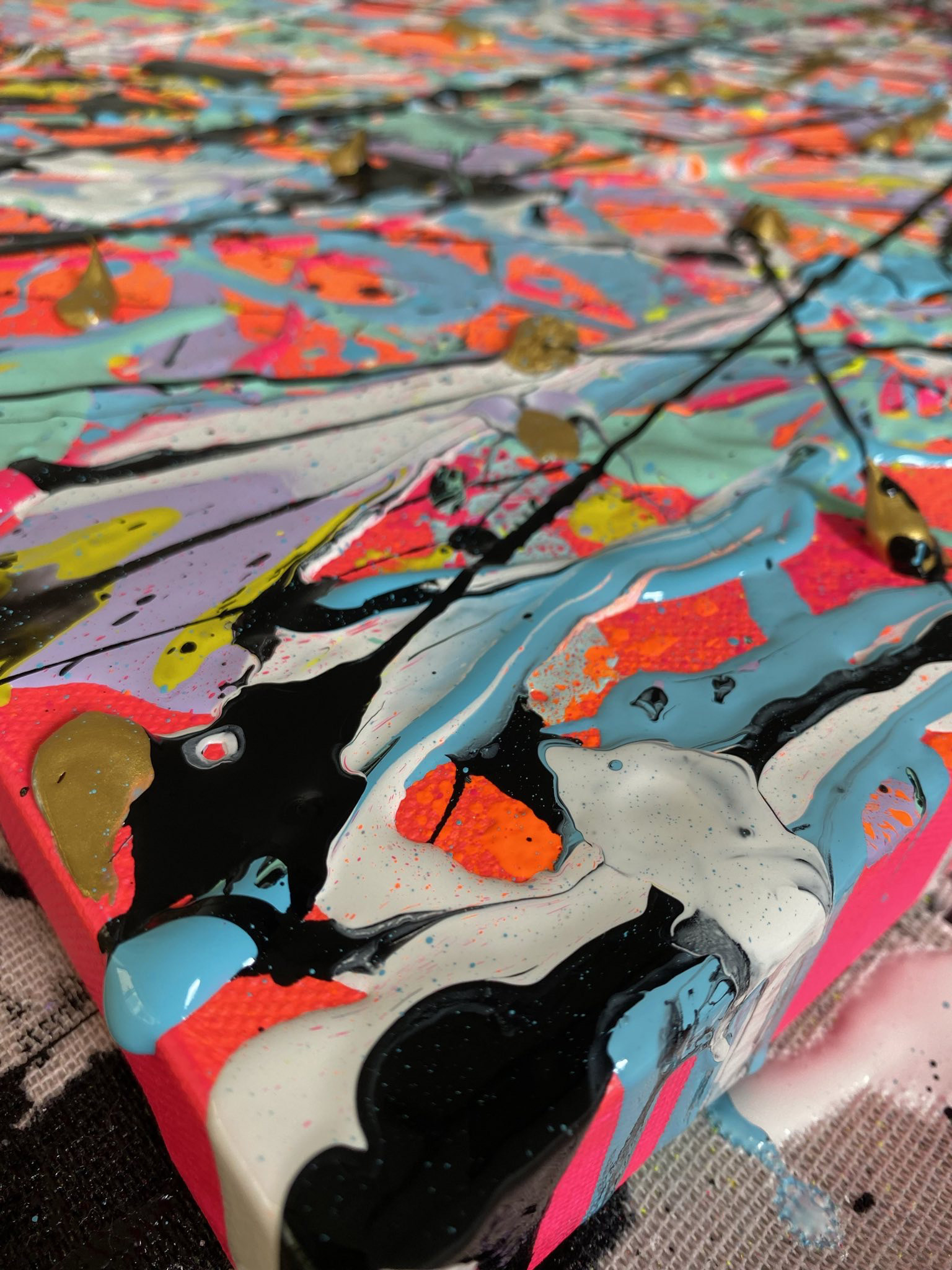 LABYRINTH (2023) Bridget Bradley, original Abstract Expressionism Painting In the Making on Studio Floor