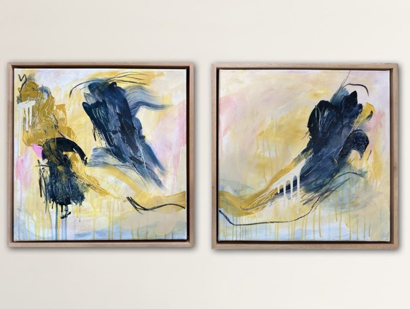 Walking on sunshine – Framed abstract diptych