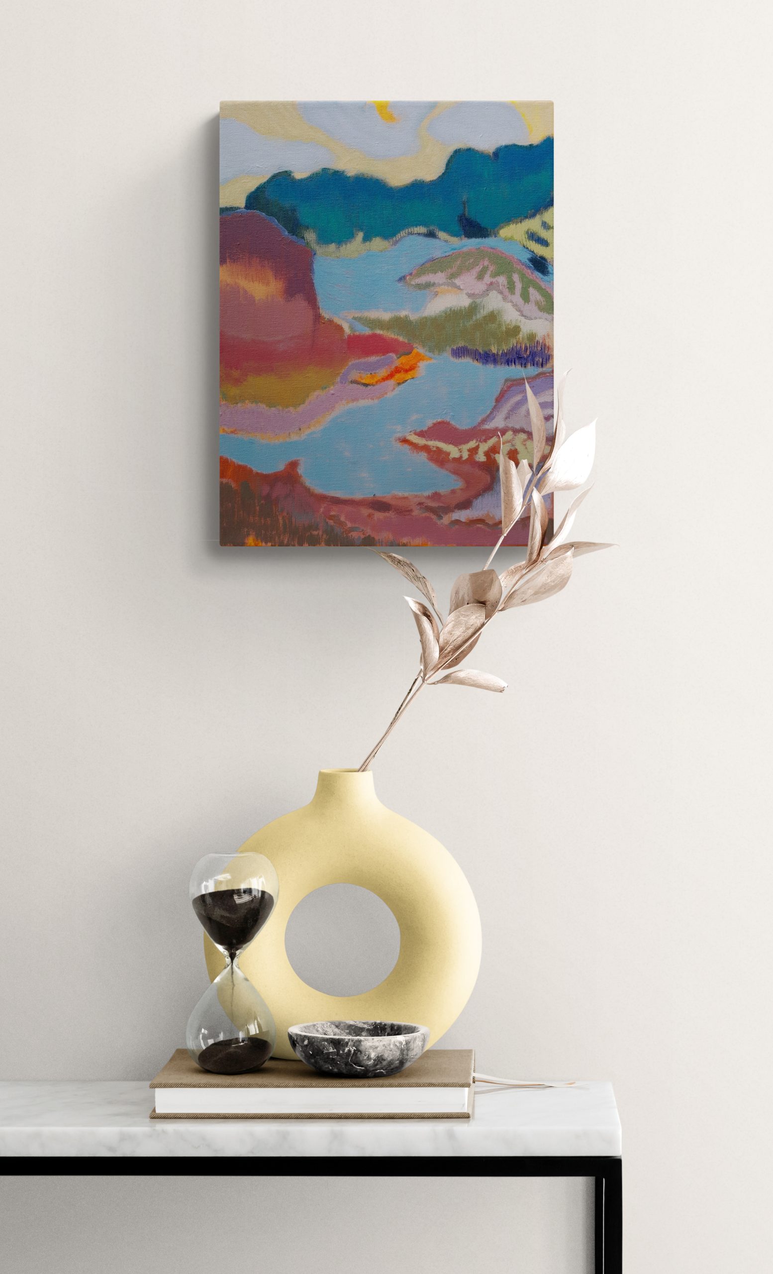 Table With Hourglass And Modern Vase