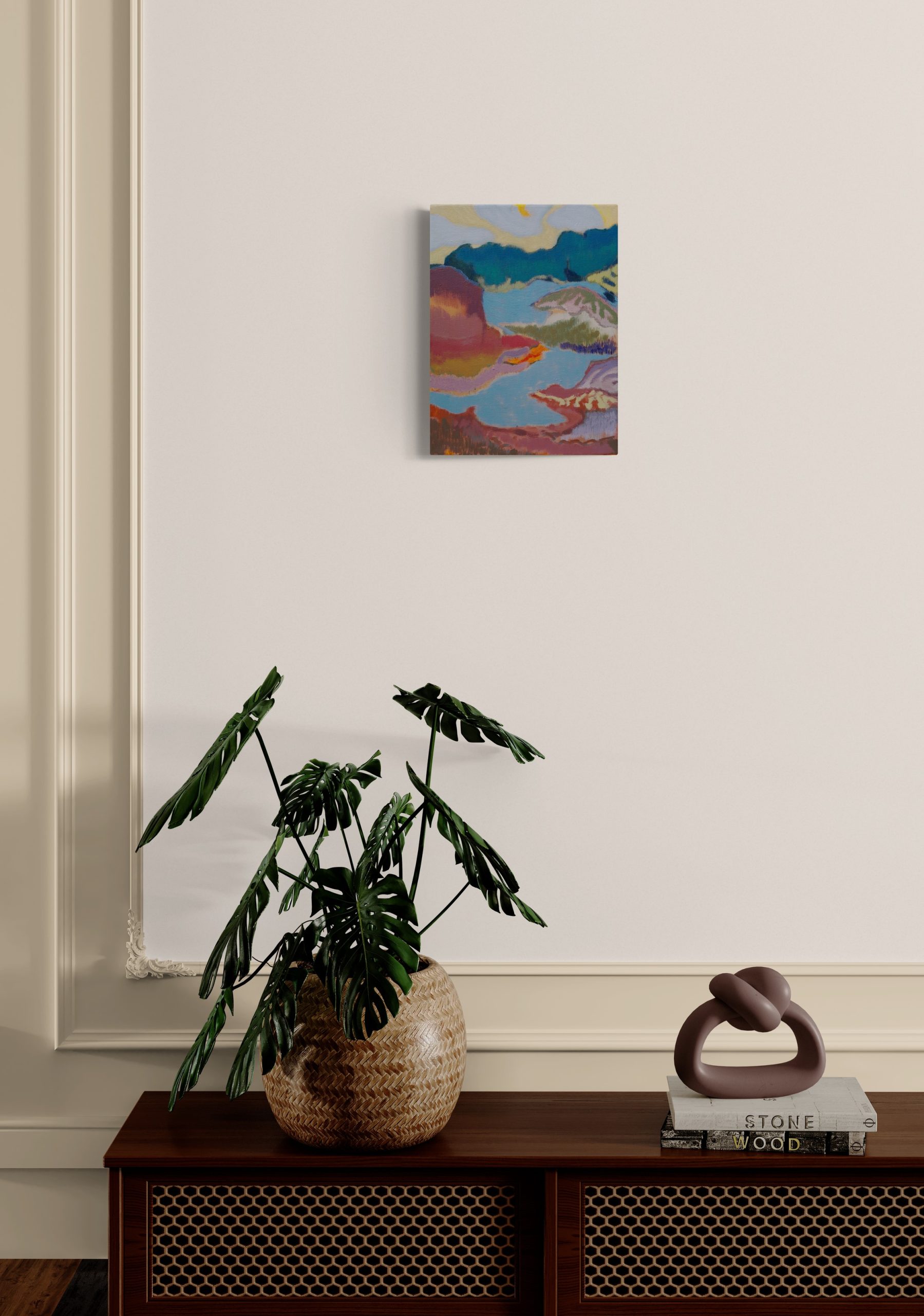 Retro Wooden Cabinet With Potted Plant 2