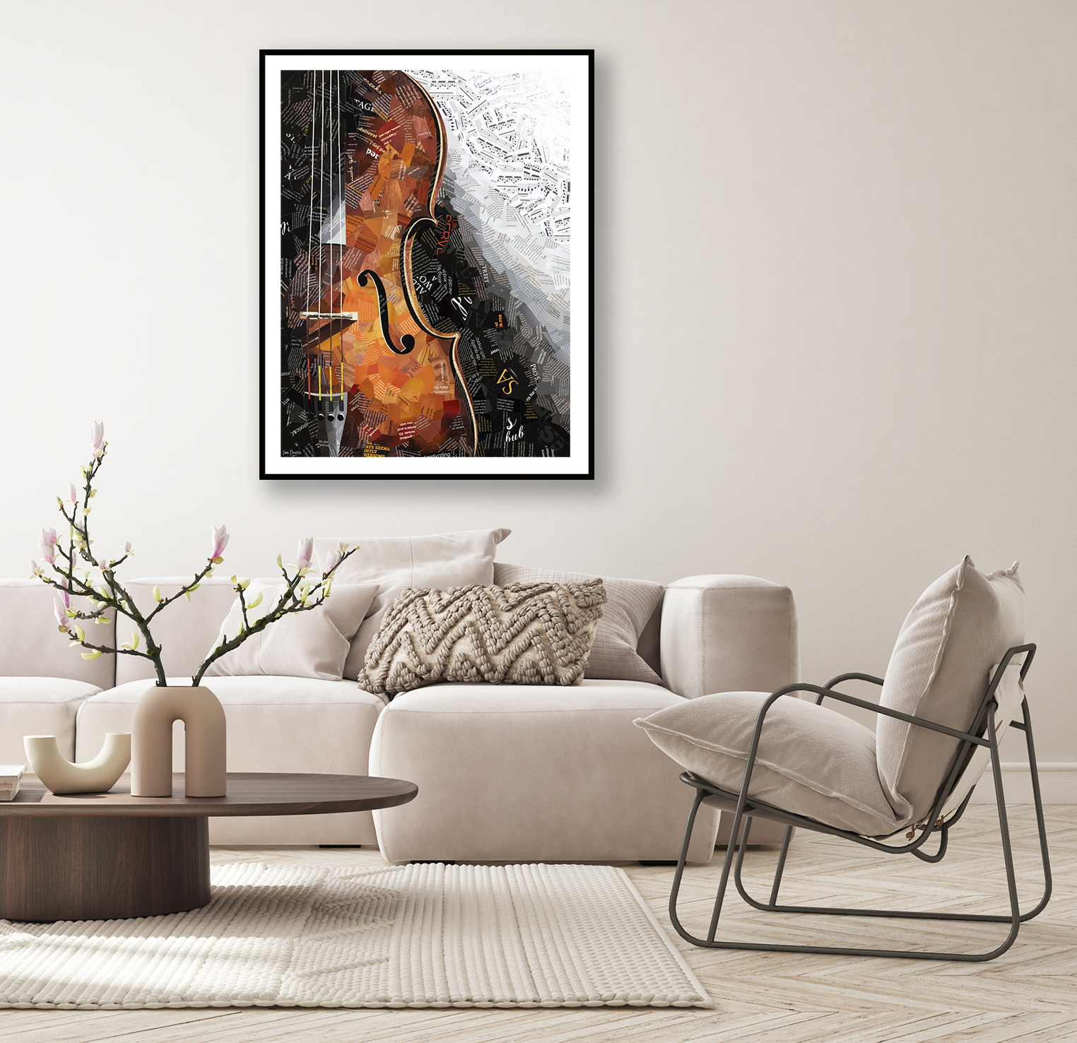 Mock Up Wall, Modern Home Interior Background, Living Room, Scandinavian Style, 3d Render, 3d Illustration