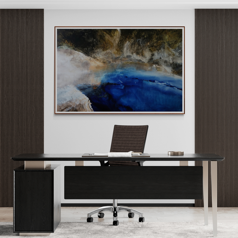 Canvy Water Sapphire Minimal Office With Accent Wall