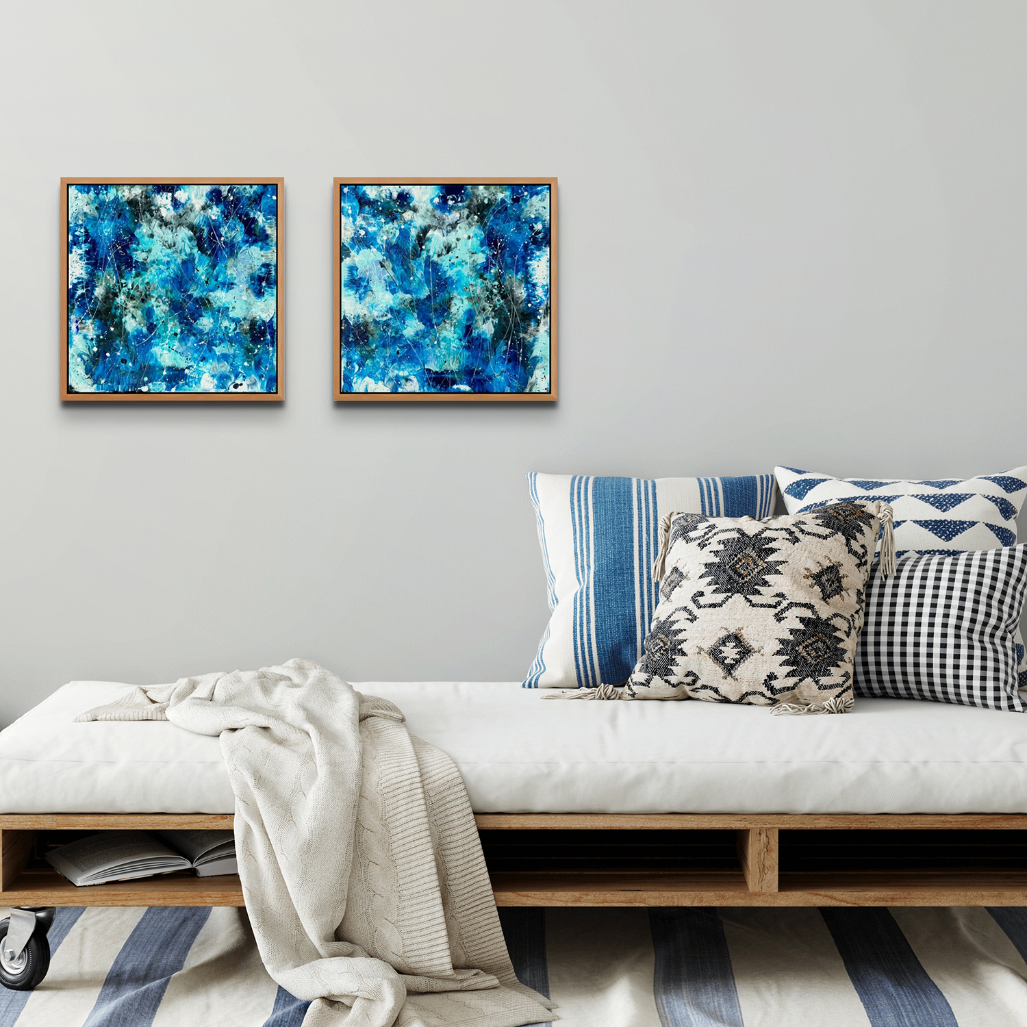 Azure Waters I And Azure Waters Ii Original Abstract Art By Br