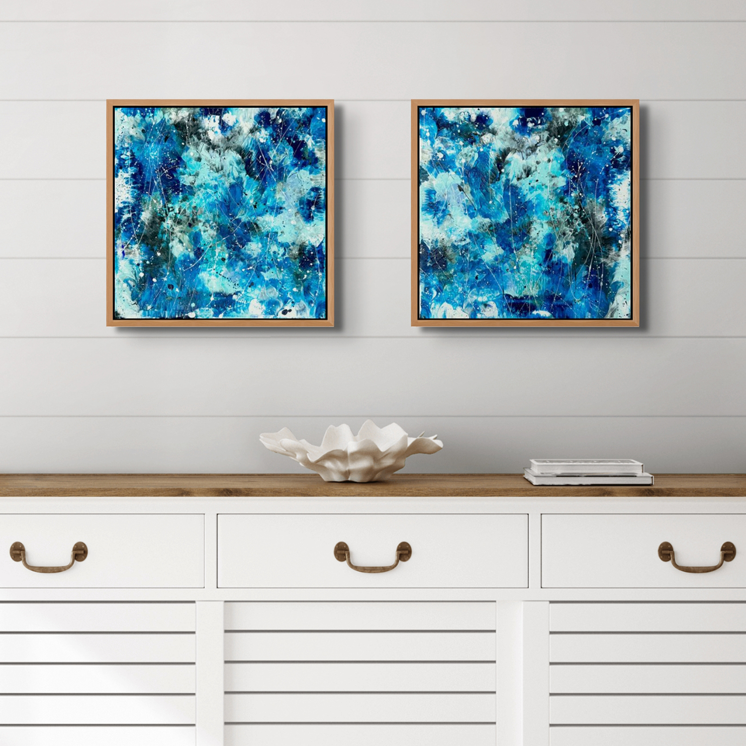 Azure Waters I And Azure Waters Ii Original Abstract Art By Br