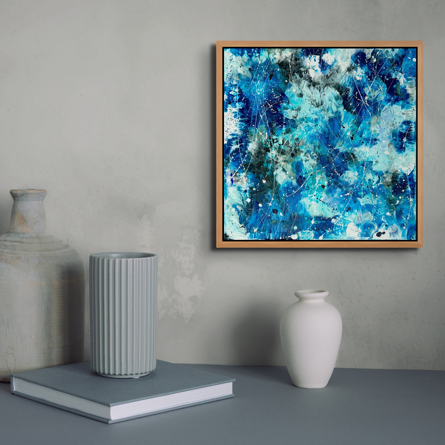 Azure Waters I Original Abstract By Bridget Bradley Above Grey O