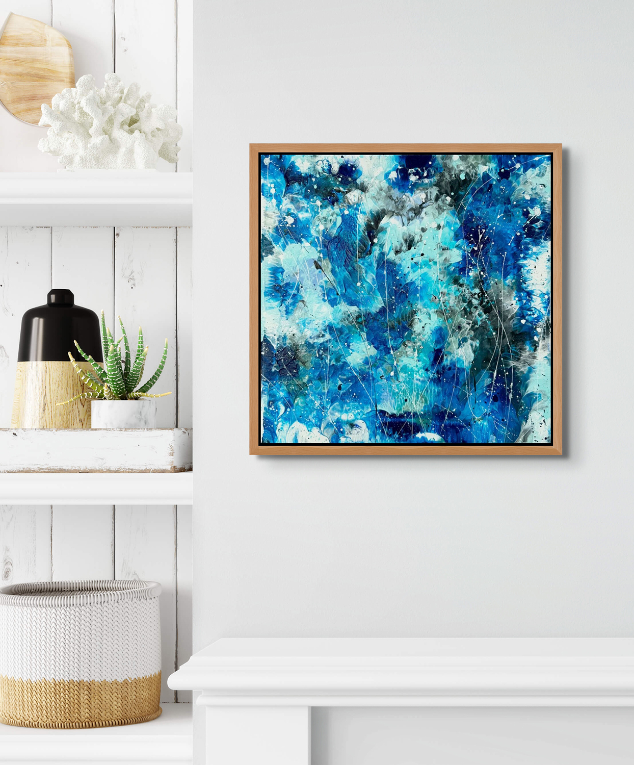 Azure Waters Ii Original Abstract By Bridget Bradley Above Mantl