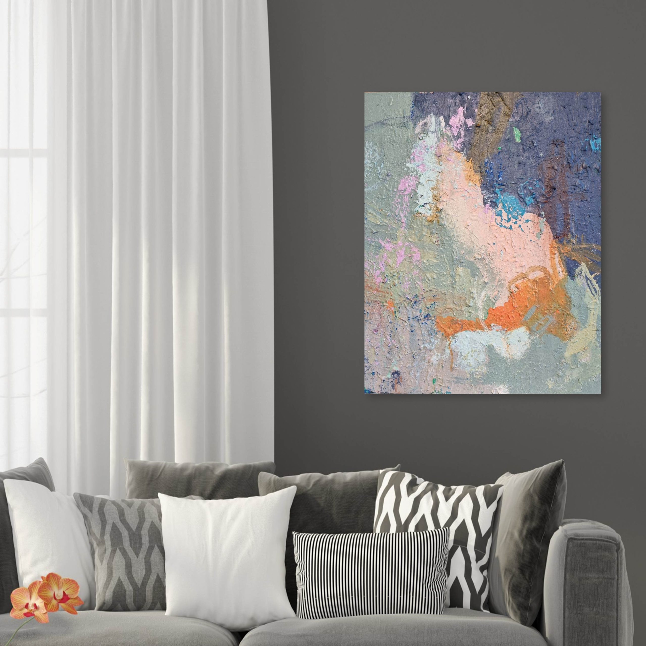 Dancing In The Moonlight Grey Lnge Orange Flwr Rm