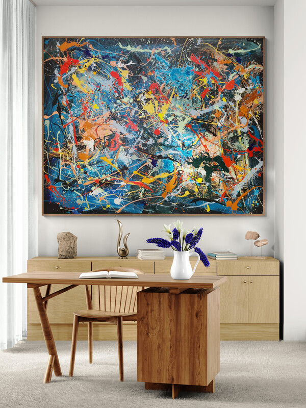 Home Office With A Long Wooden Cabinet (5)