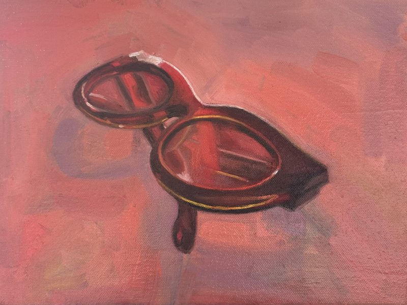 Cateye sunglasses in pink afternoon light