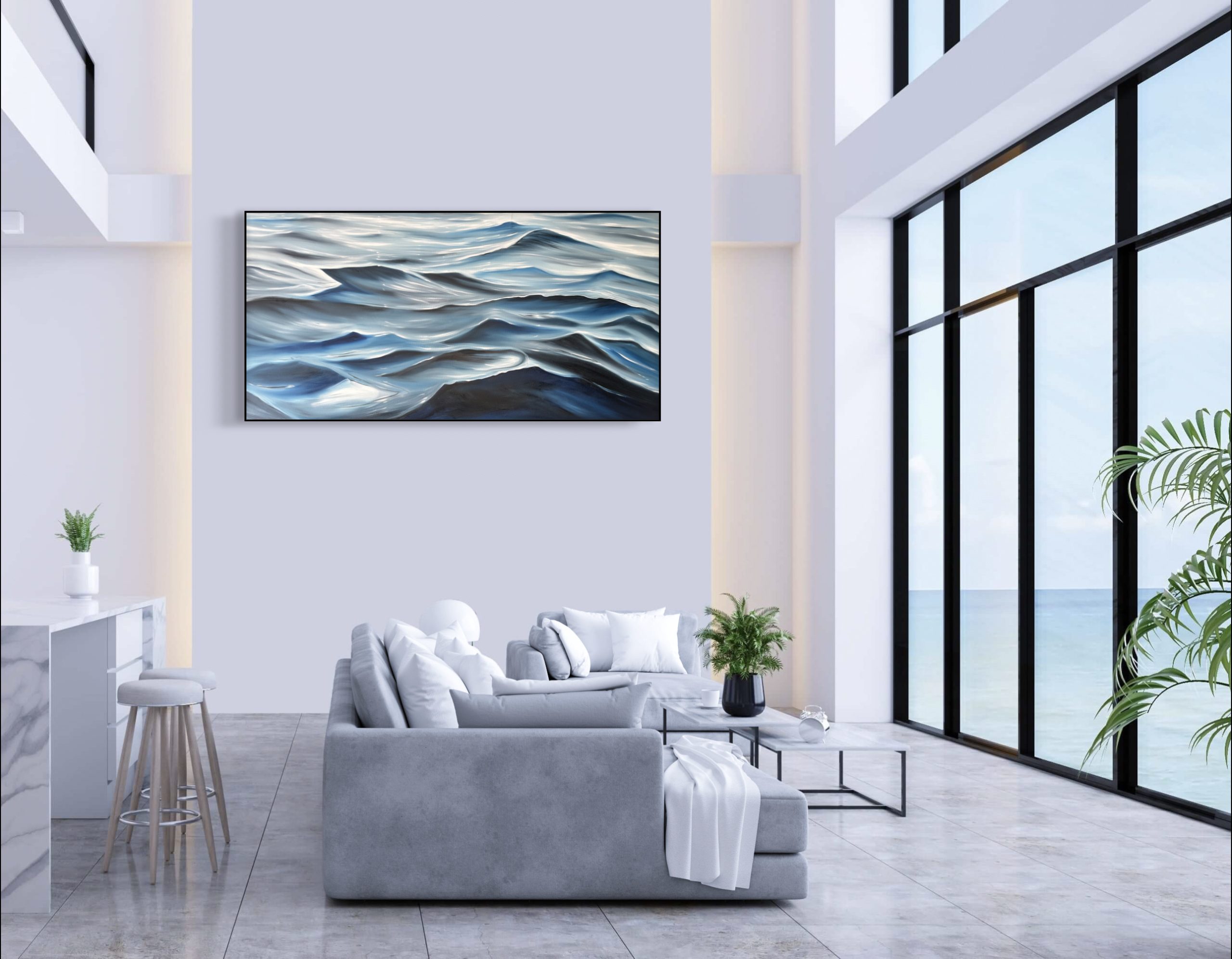 Lounge With View Black Frame Alanah Jarvis Ocean Art
