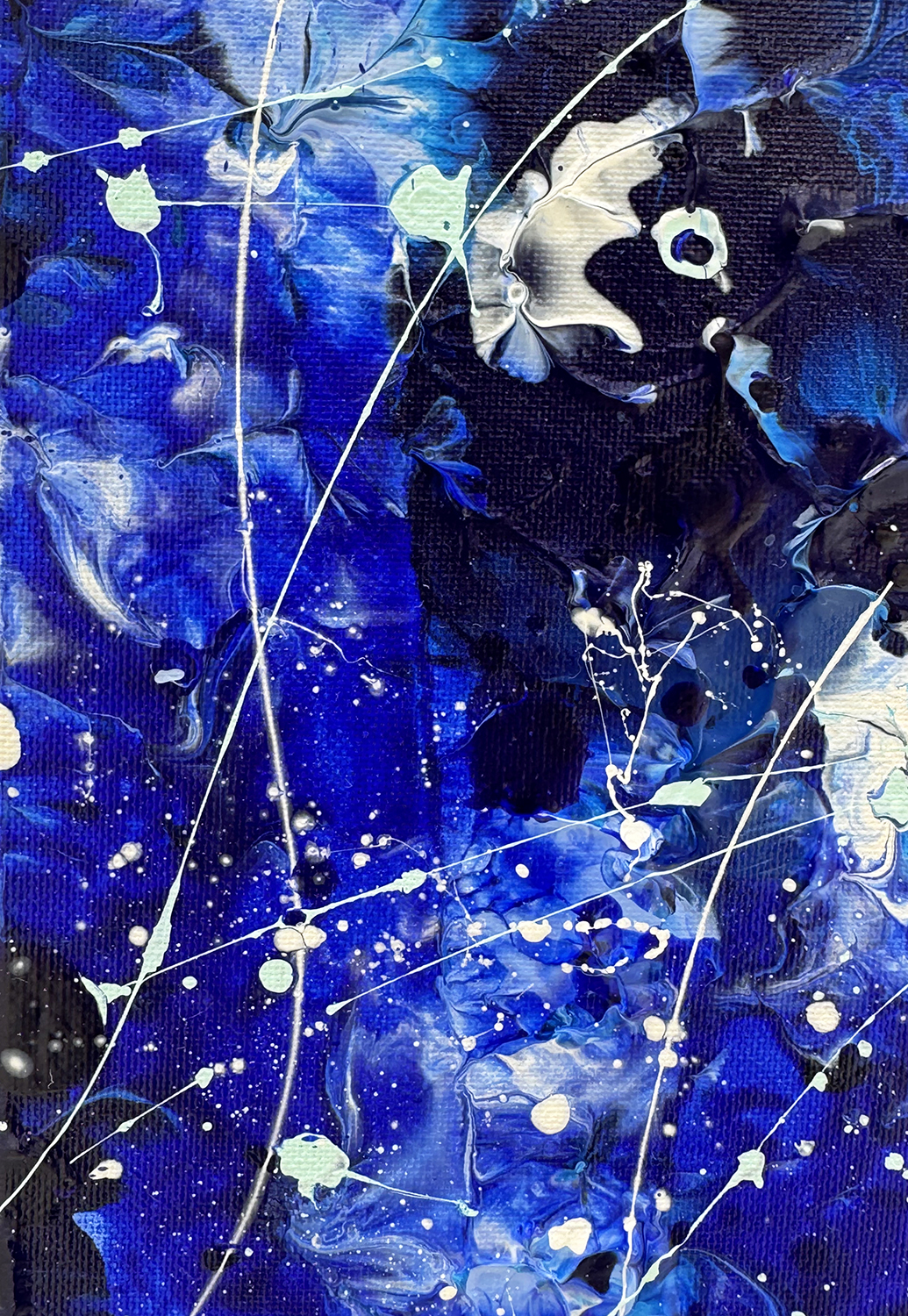 Deep Blue I Original Abstract By Bridget Bradley Closeup Marks