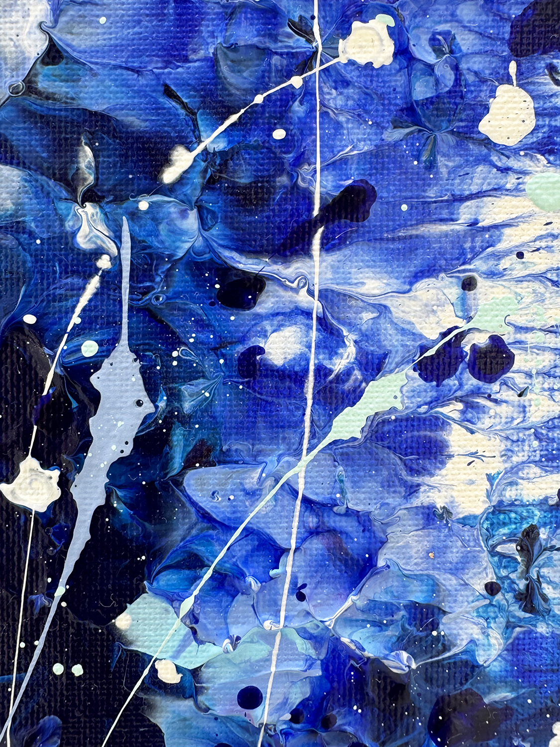 Deep Blue I Original Abstract By Bridget Bradley Marks Closeup