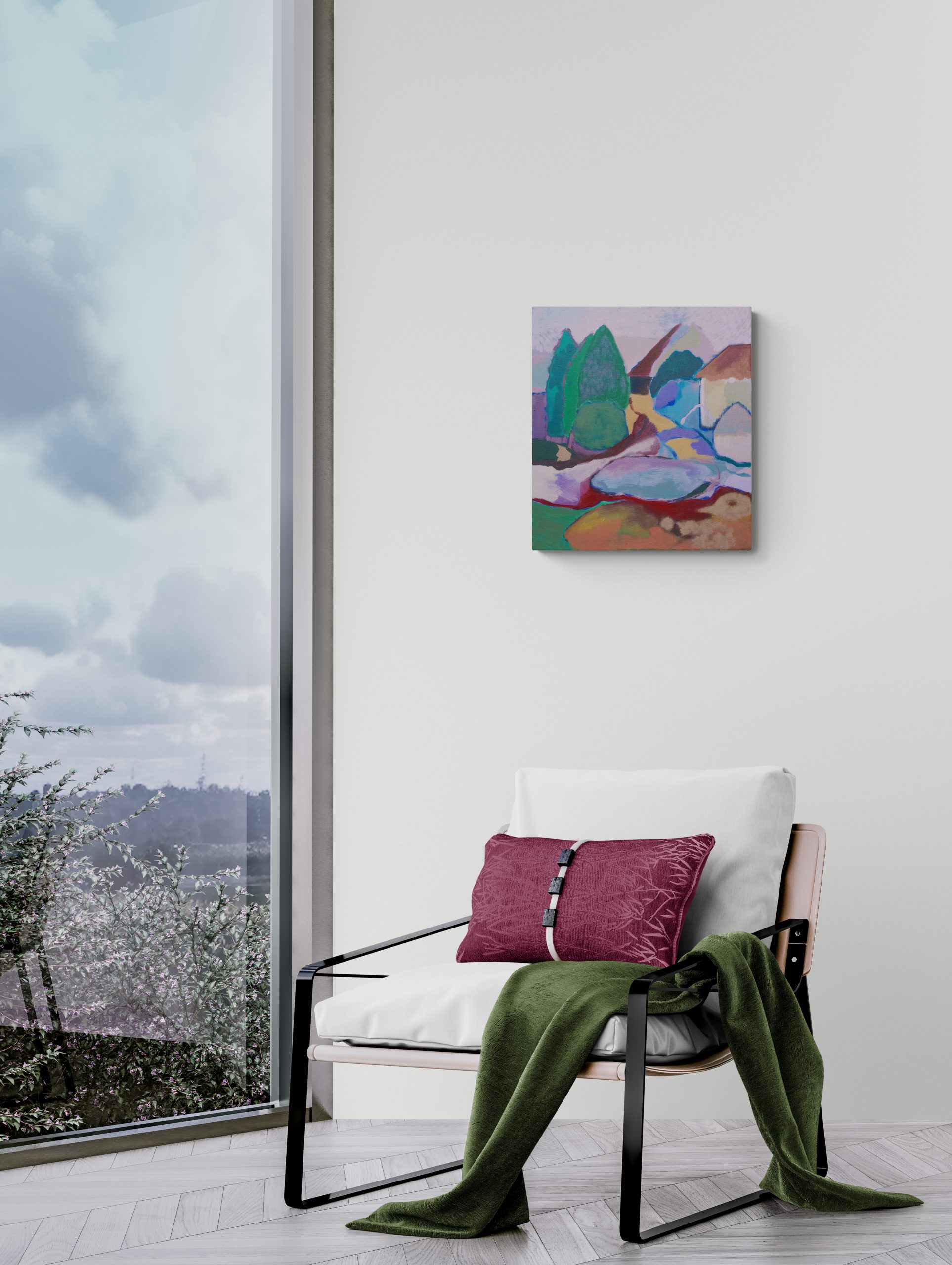 Interior With A Modern Armchair And Outdoor Views