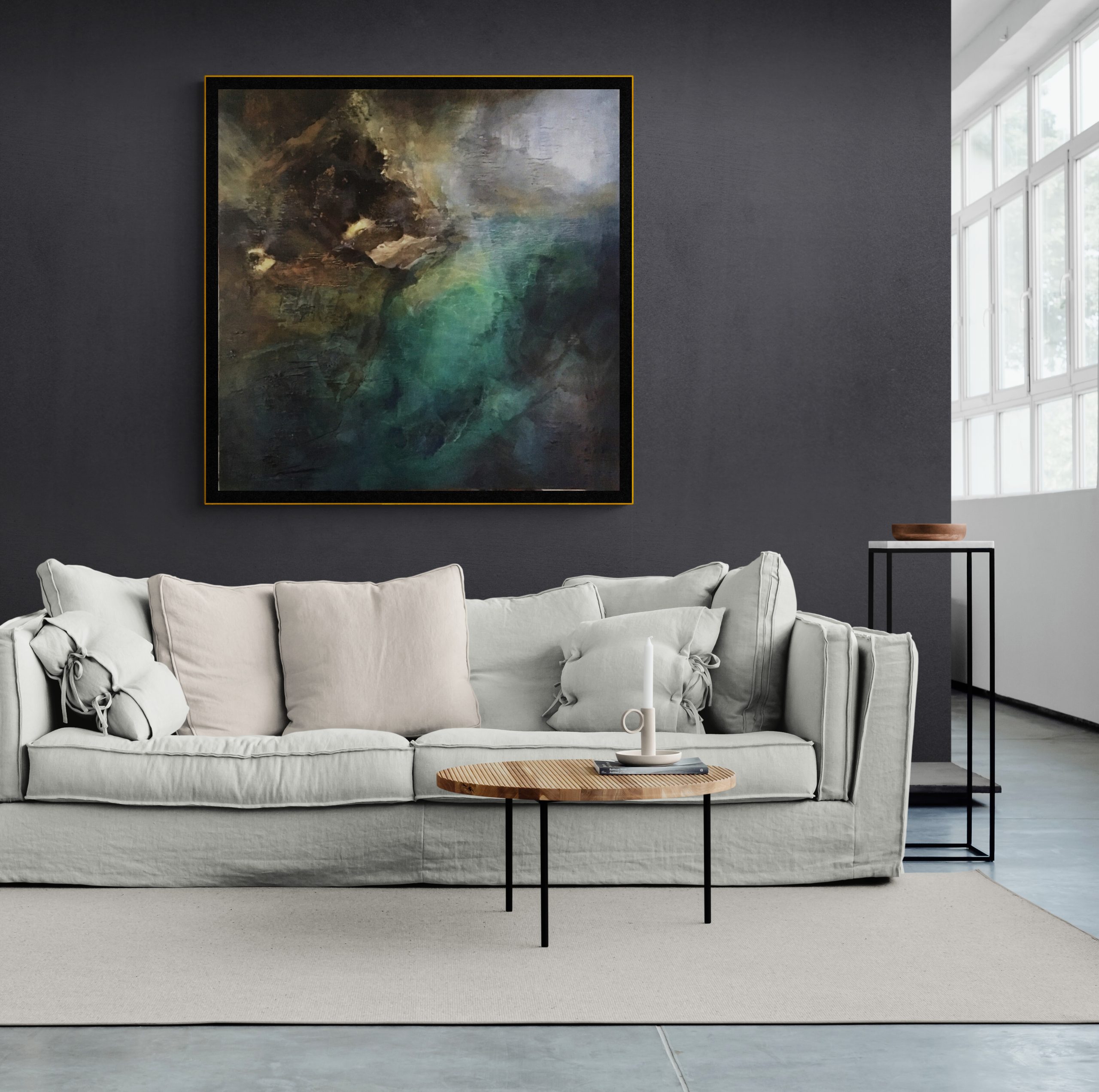 Canvy Emerald Pool Open Plan Industrial Style Living Room